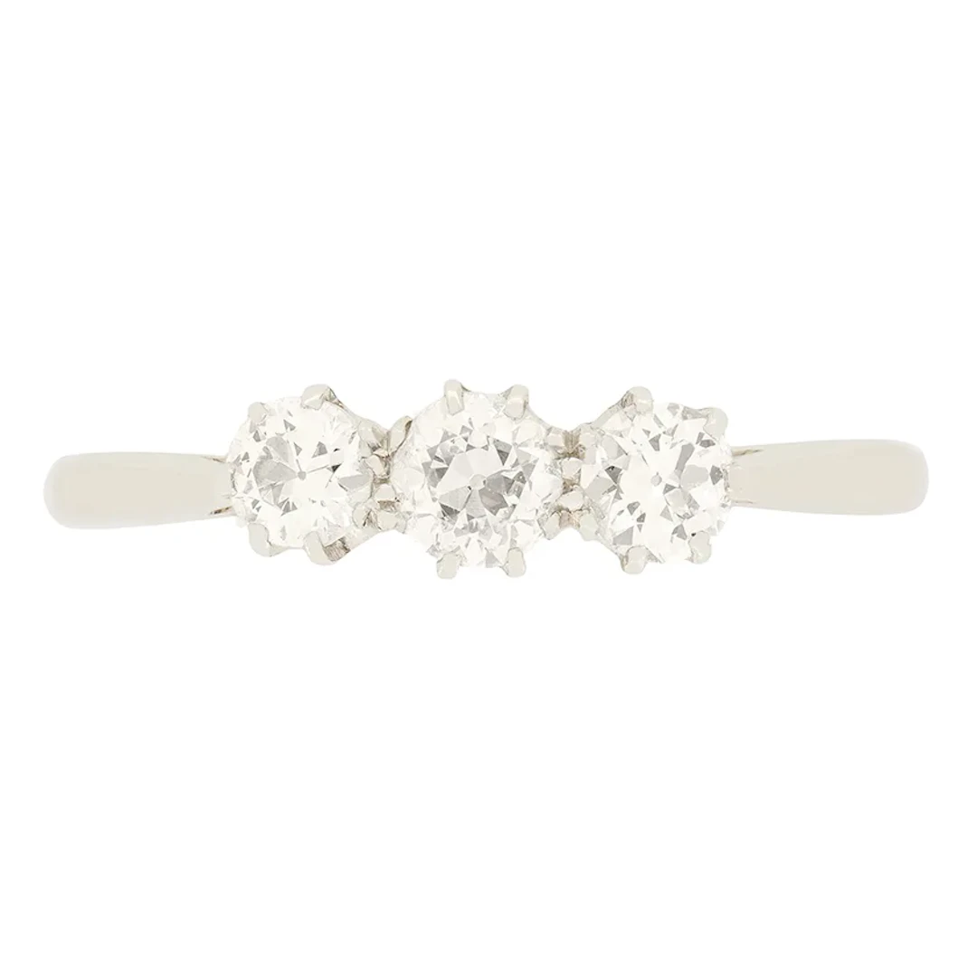 Art Deco 0.65ct Diamond Trilogy Ring, c.1920s