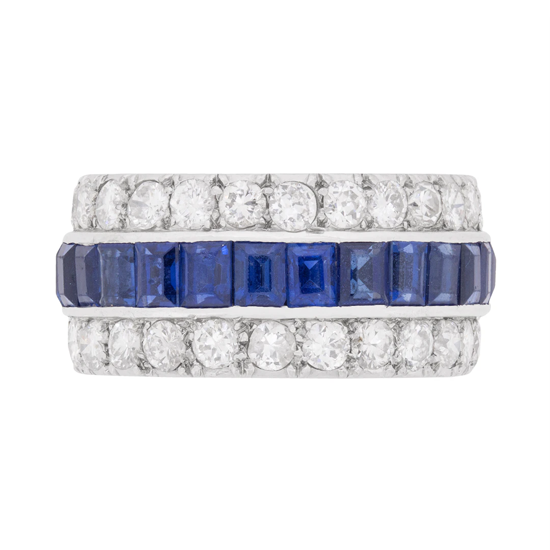 Late Deco 2.70ct Sapphire and Diamond Eternity Ring, c.1930s