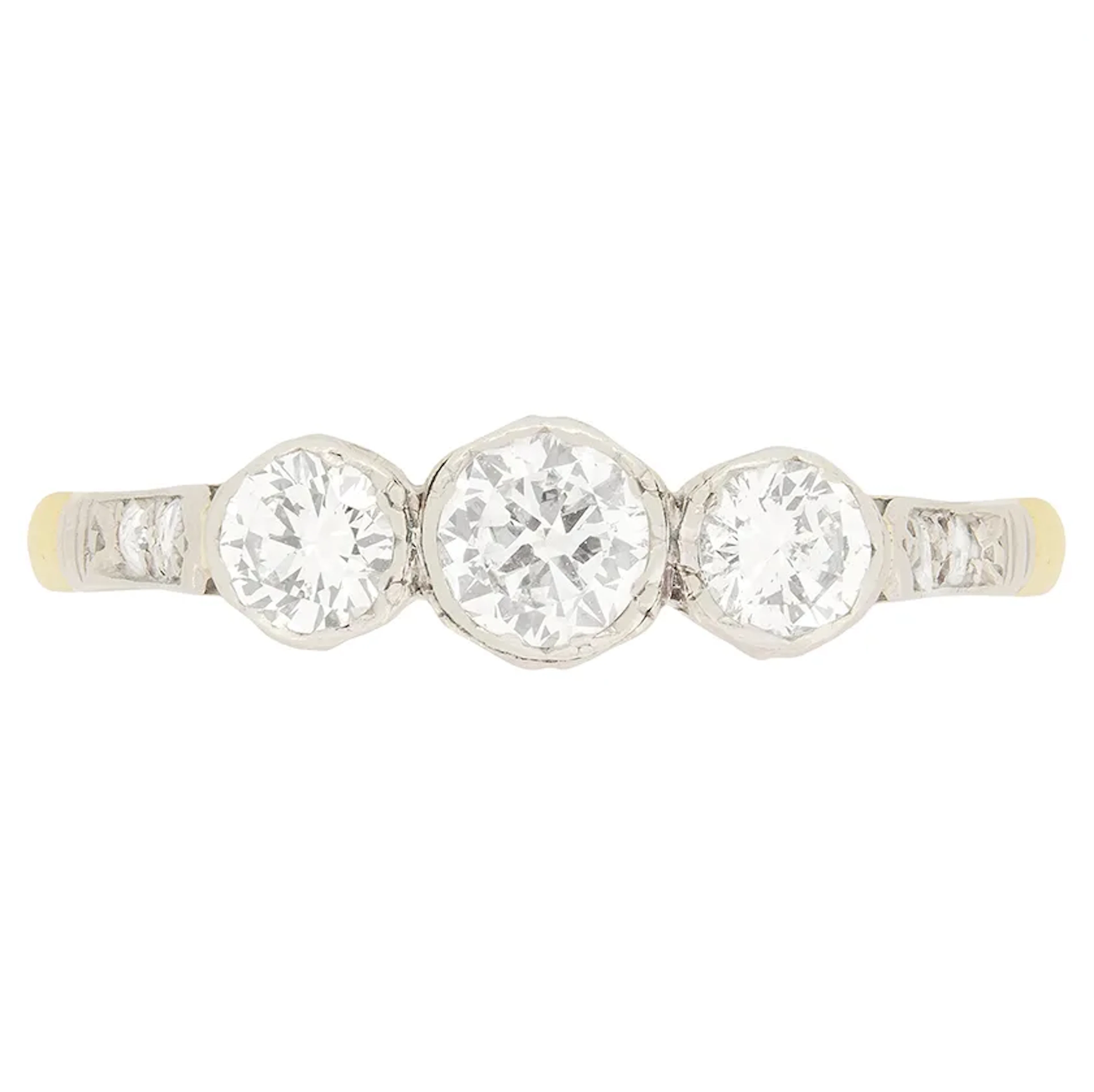 Art Deco 0.75ct Three Stone Diamond Ring, c.1930s