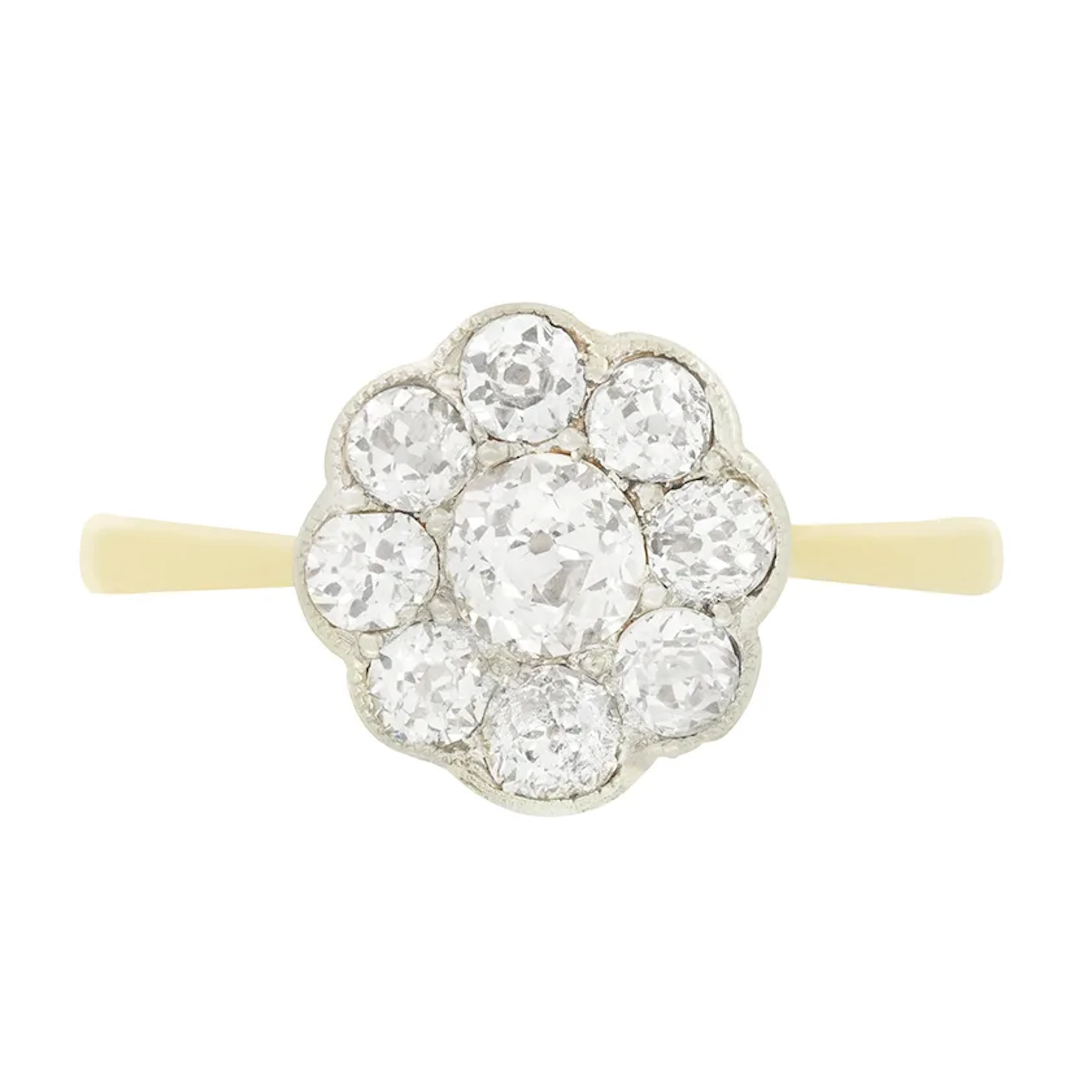 Edwardian 1.15ct Diamond Cluster Ring, c.1910s