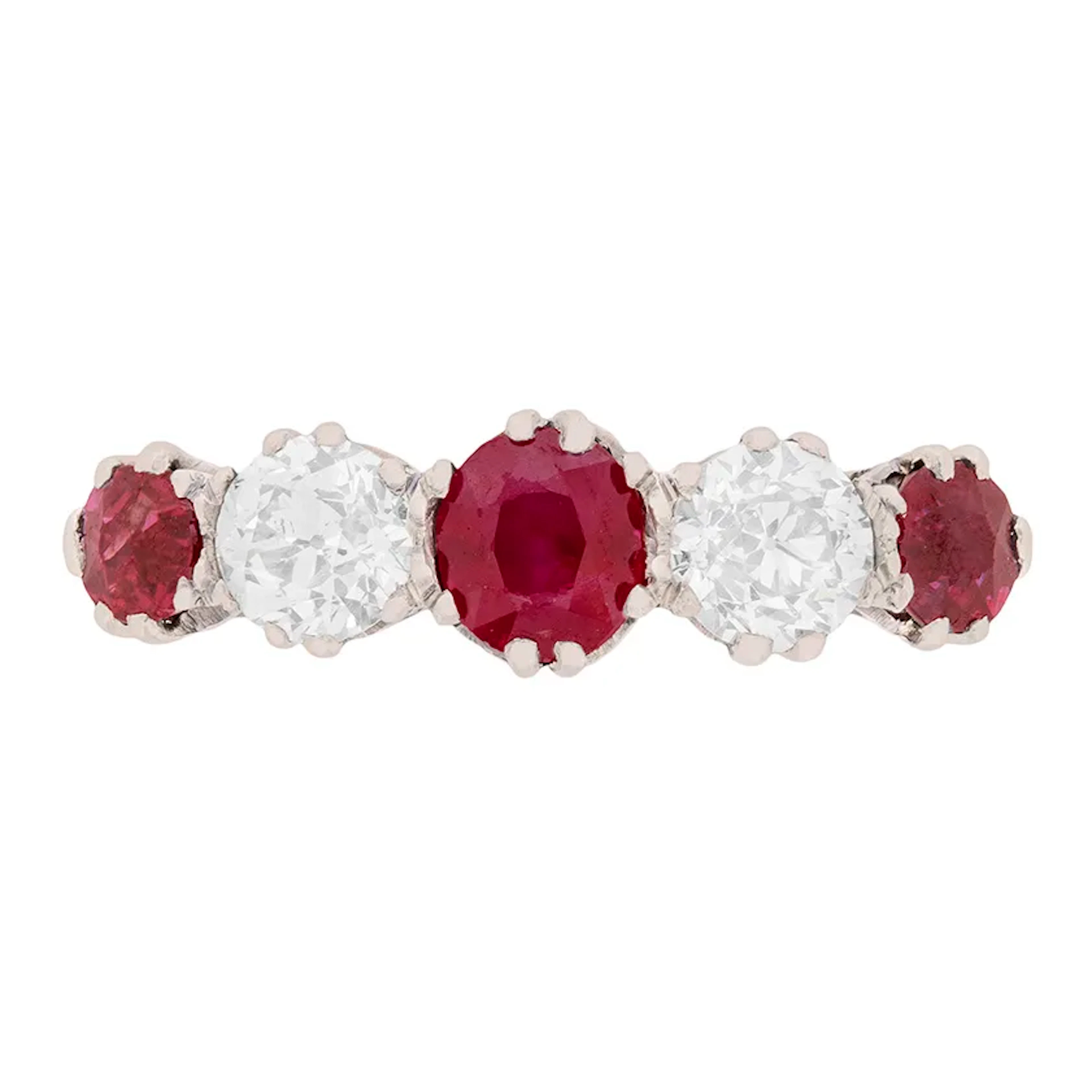 Edwardian Ruby and Diamond Five Stone Ring, c.1910