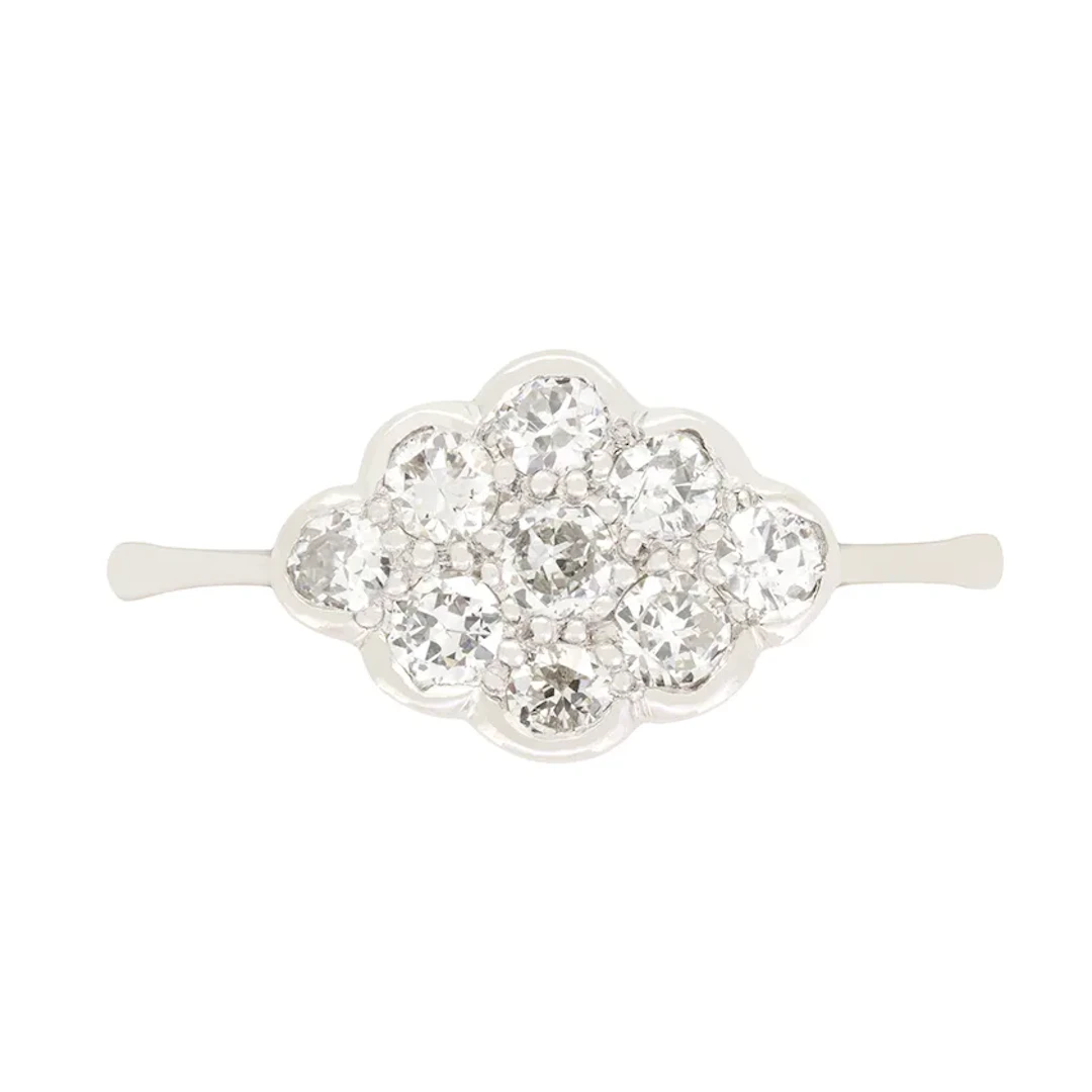 Art Deco 0.90ct Diamond Cluster Ring, c.1920s