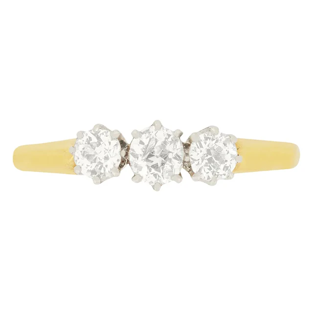 Edwardian 0.75ct Diamond Three Stone ring, c.1910s