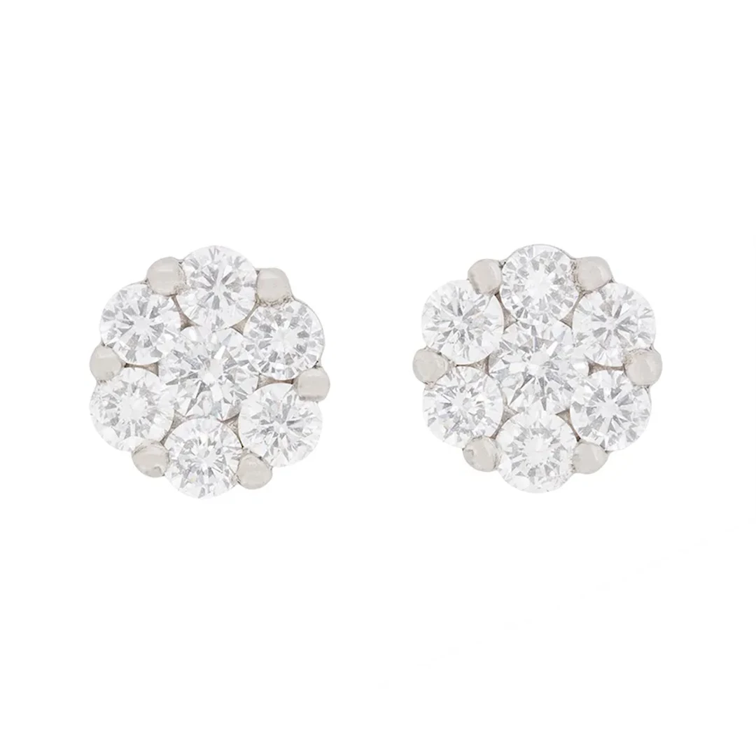 Contemporary 0.80ct Diamond Cluster Earrings