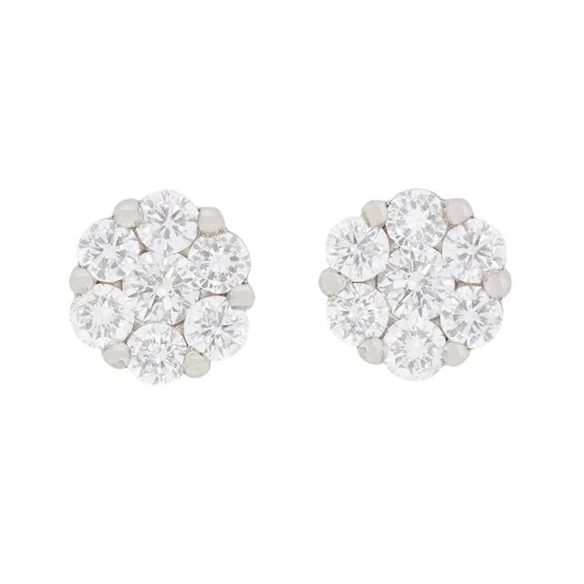 Contemporary 0.80ct Diamond Cluster Earrings