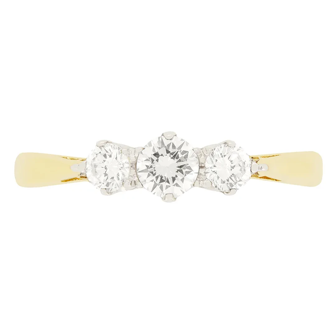 Vintage 0.34ct Diamond Trilogy Ring, c.1980s