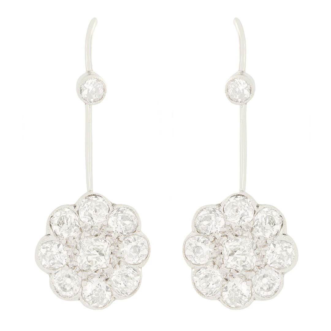 Art Deco 3.00ct Diamond Drop Earrings, c.1920s