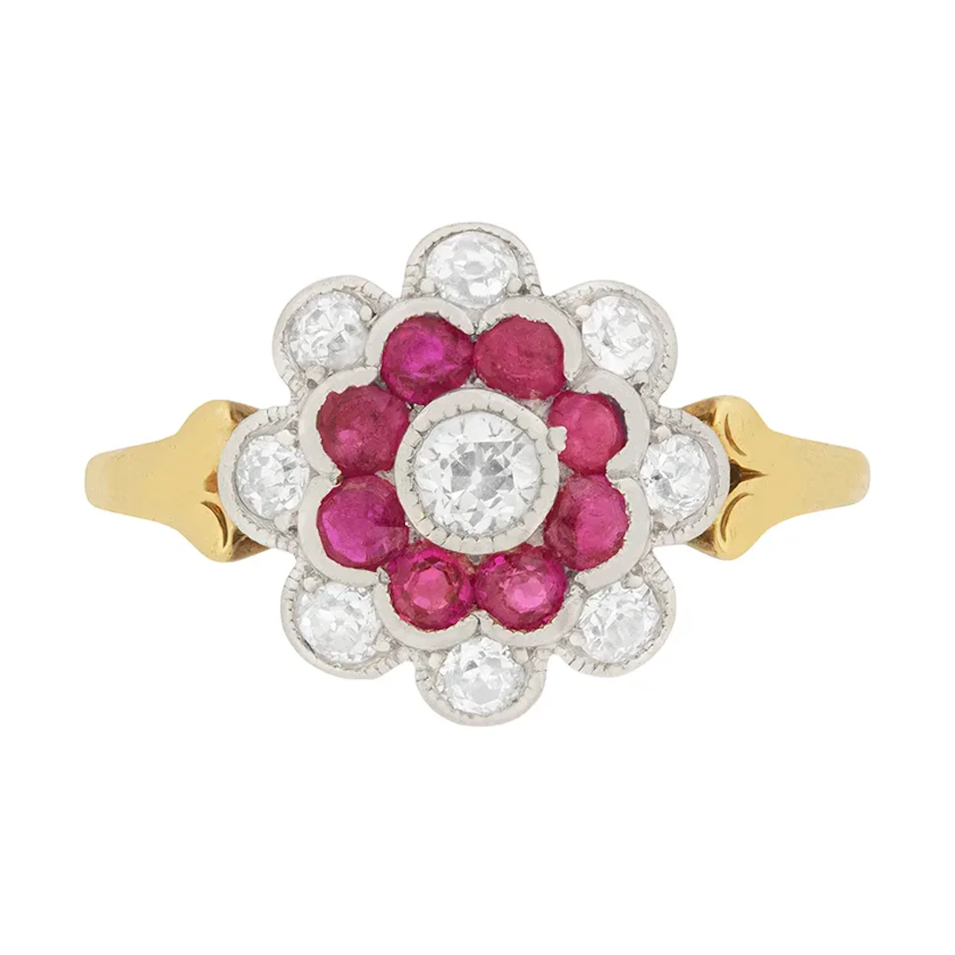 Edwardian 1.00ct Total Diamond and Ruby Ring, c.1910s