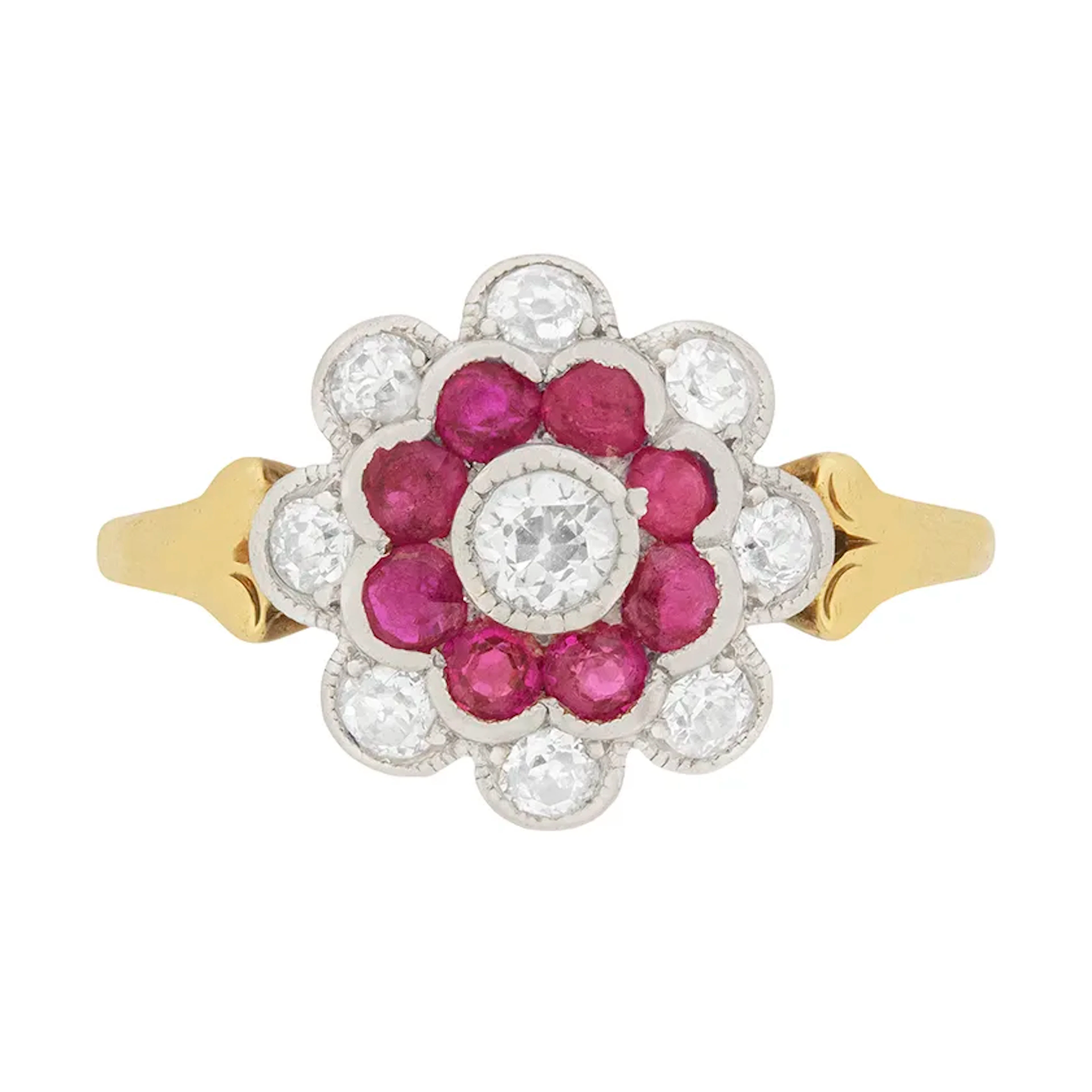 Edwardian 1.00ct Total Diamond and Ruby Ring, c.1910s
