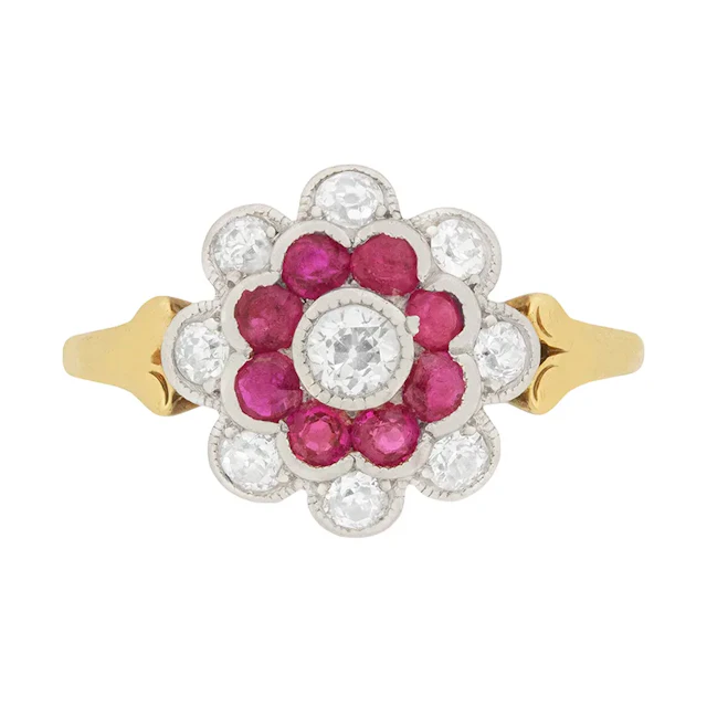 Edwardian 1.00ct Total Diamond and Ruby Ring, c.1910s