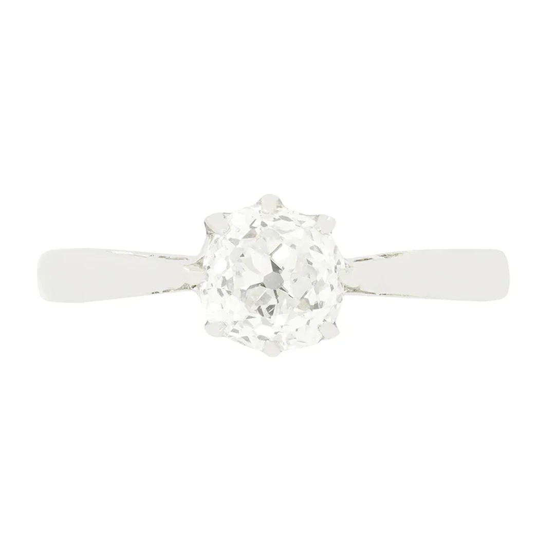 Art Deco 0.80ct Diamond Solitaire Ring, c.1920s
