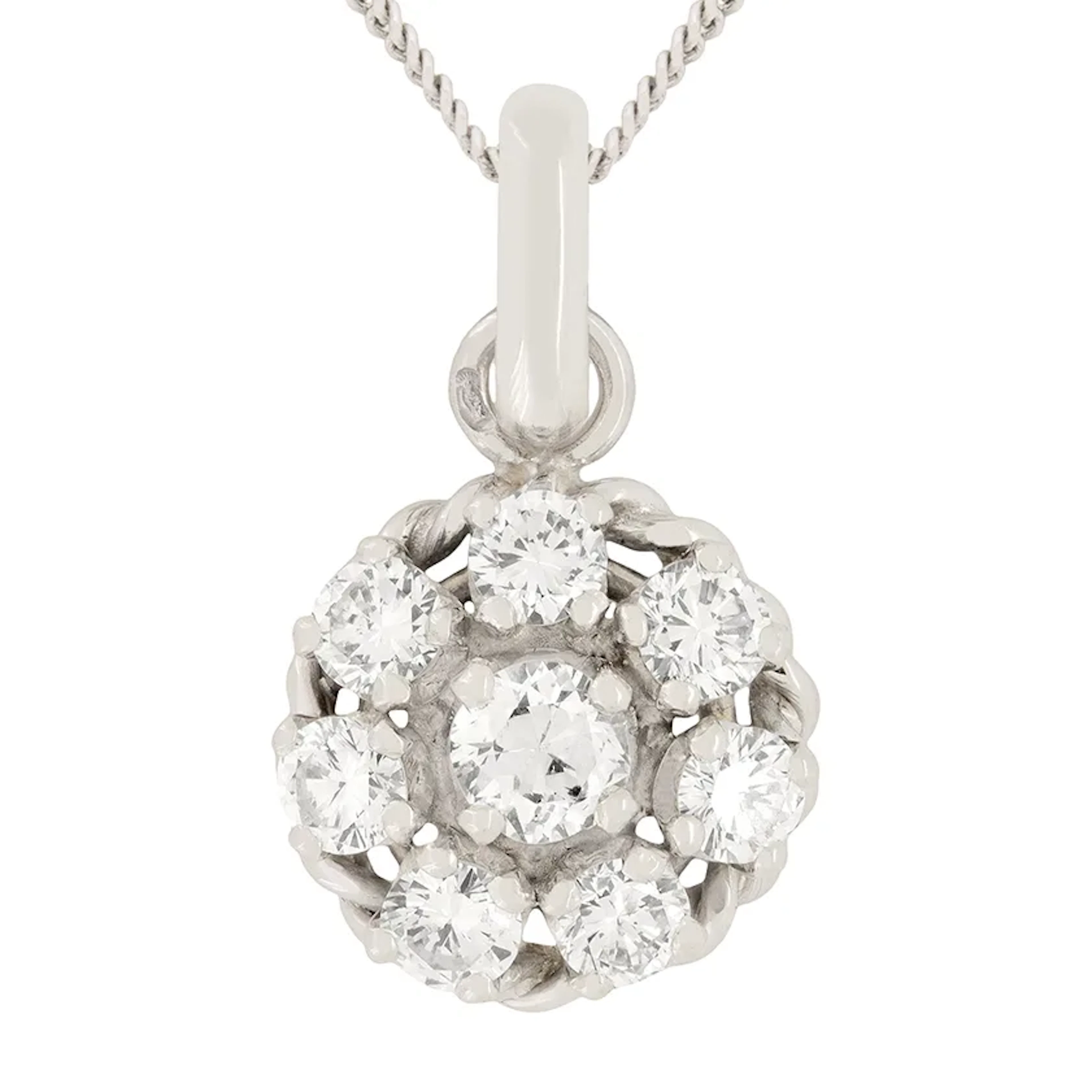 Vintage 1.40ct Diamond Cluster Pendant, c.1970s