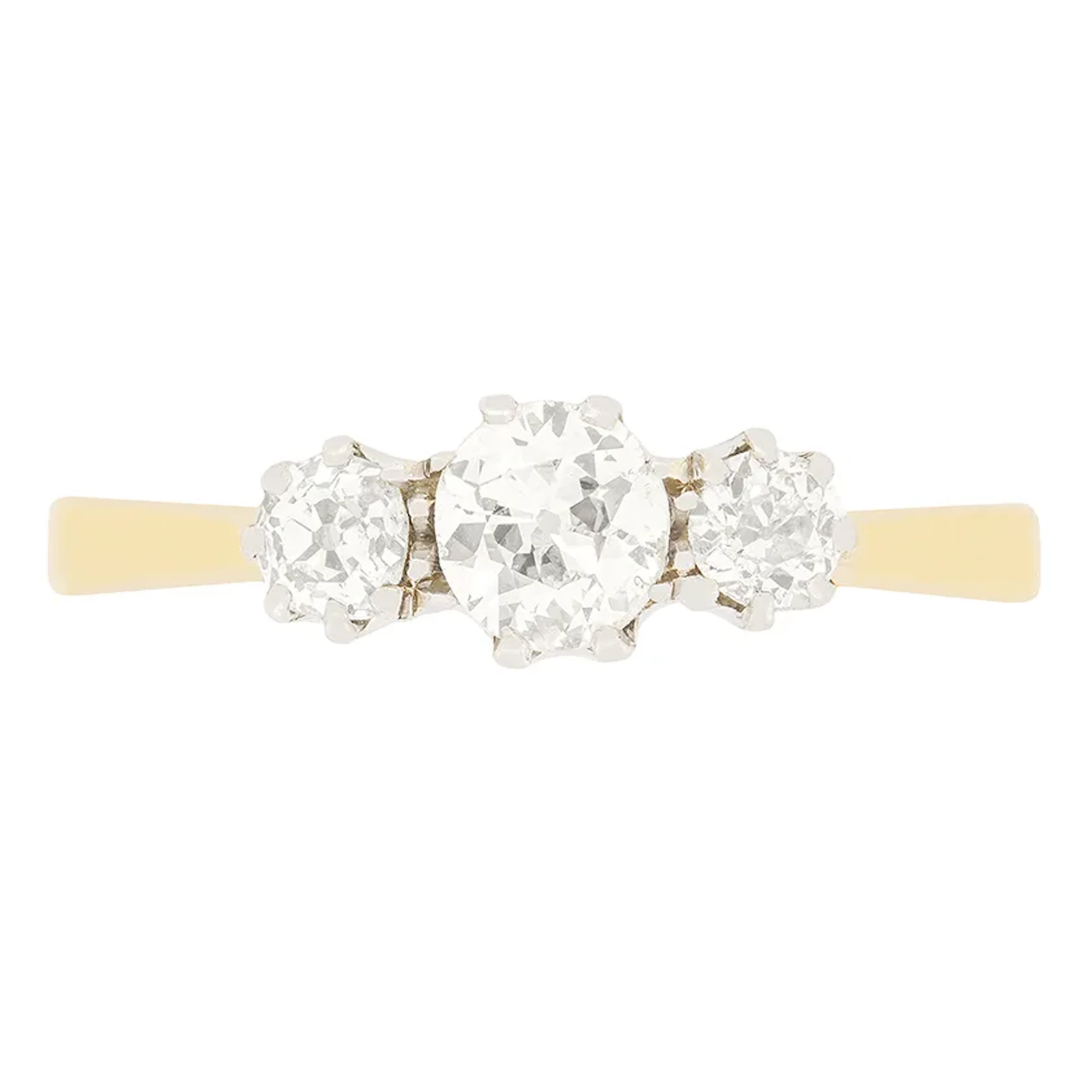 Edwardian 0.80ct Diamond Three Stone Ring, c.1910s