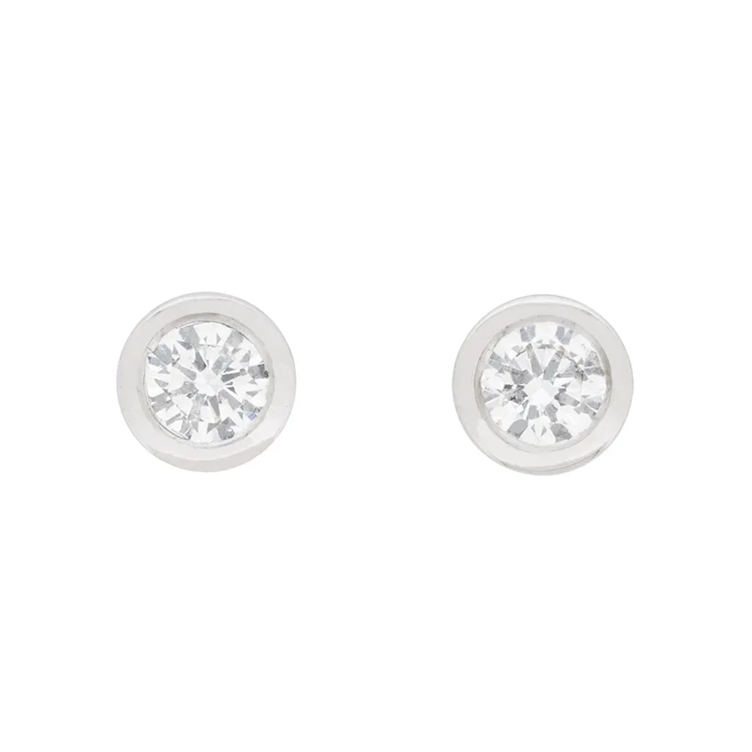 Contemporary 0.50ct Rub Over Set Diamond Stud Earrings