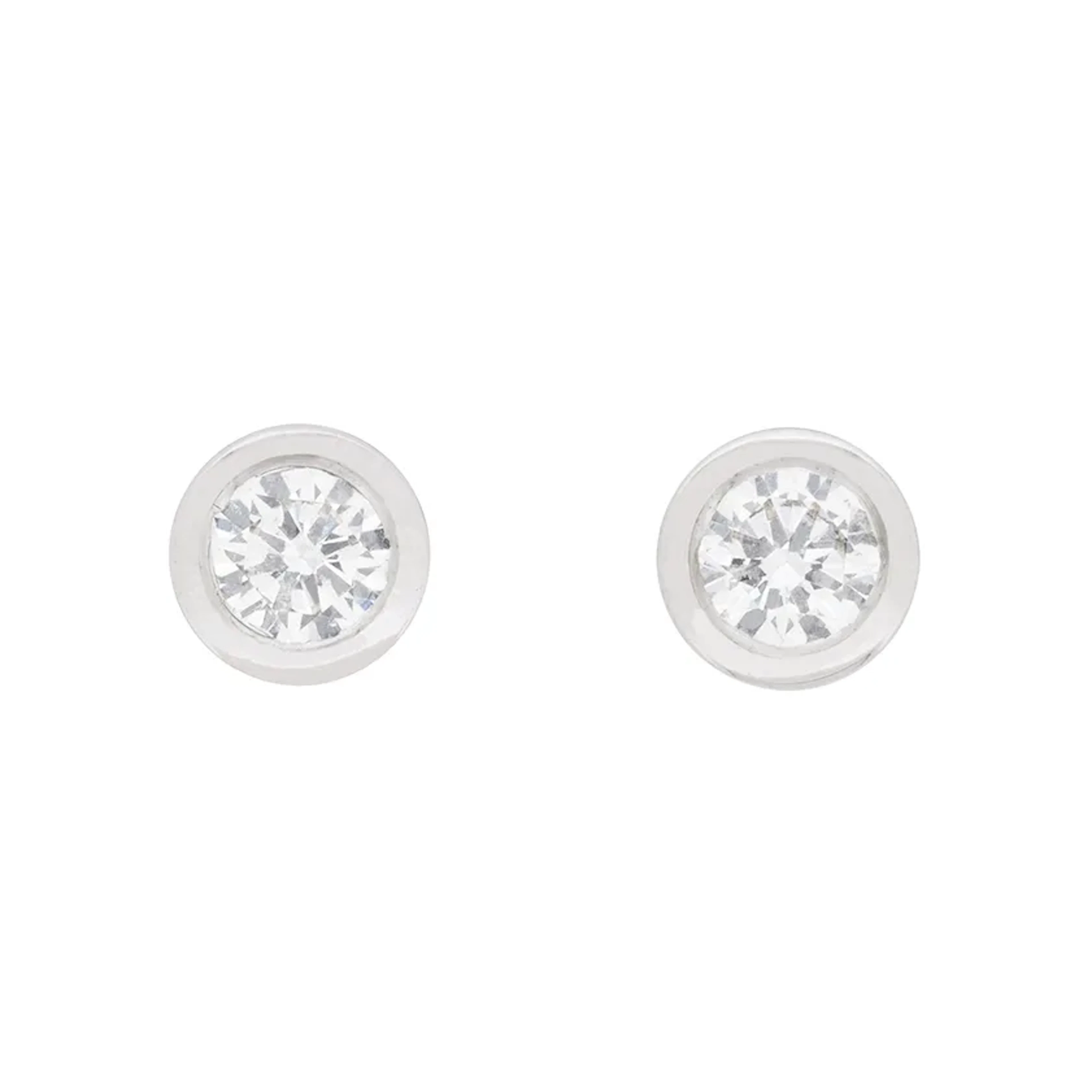 Contemporary 0.50ct Rub Over Set Diamond Stud Earrings