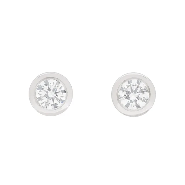 Contemporary 0.50ct Rub Over Set Diamond Stud Earrings
