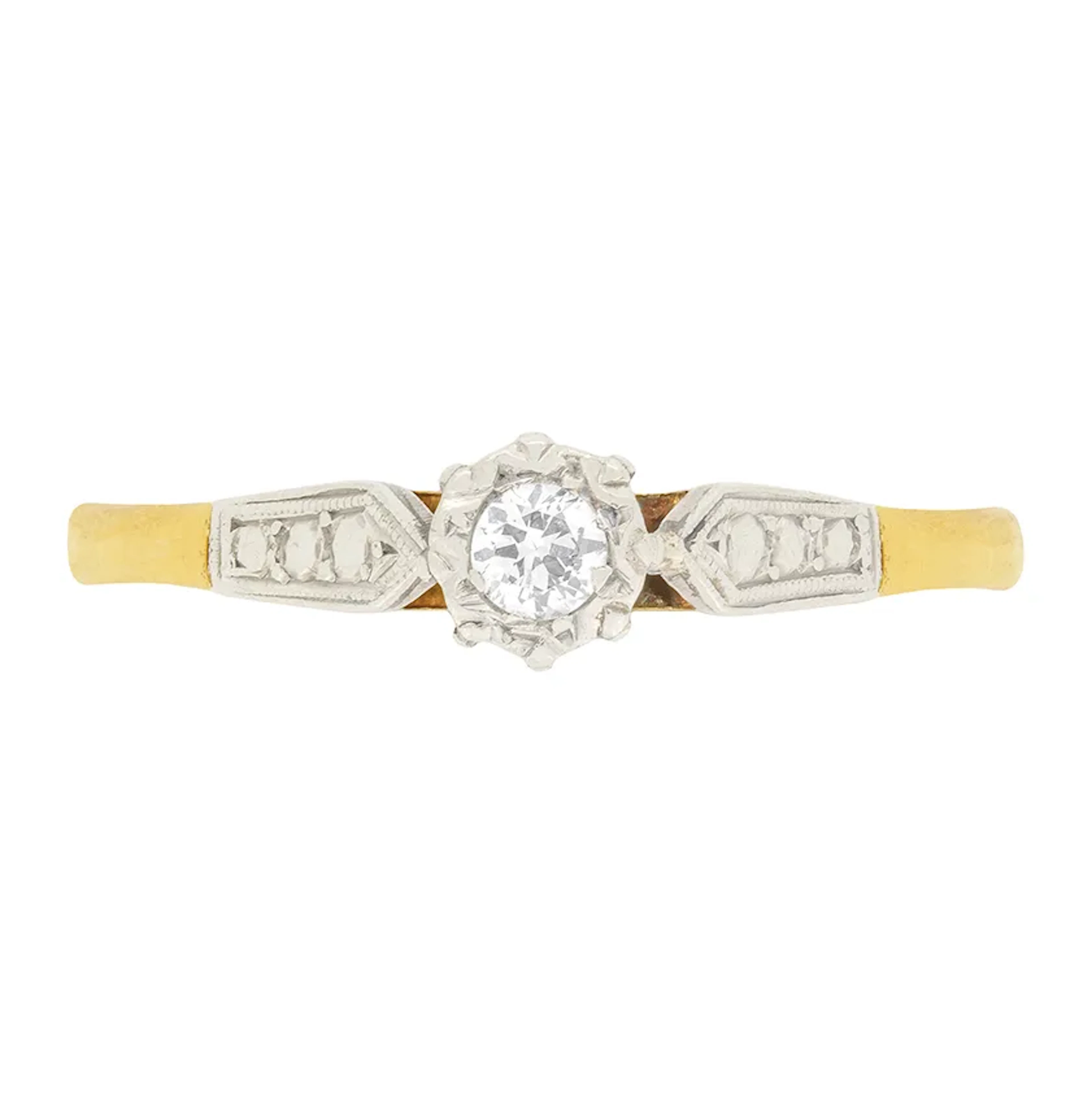 Late Deco 0.15ct Solitaire Ring, c.1940s