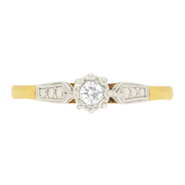 Late Deco 0.15ct Solitaire Ring, c.1940s