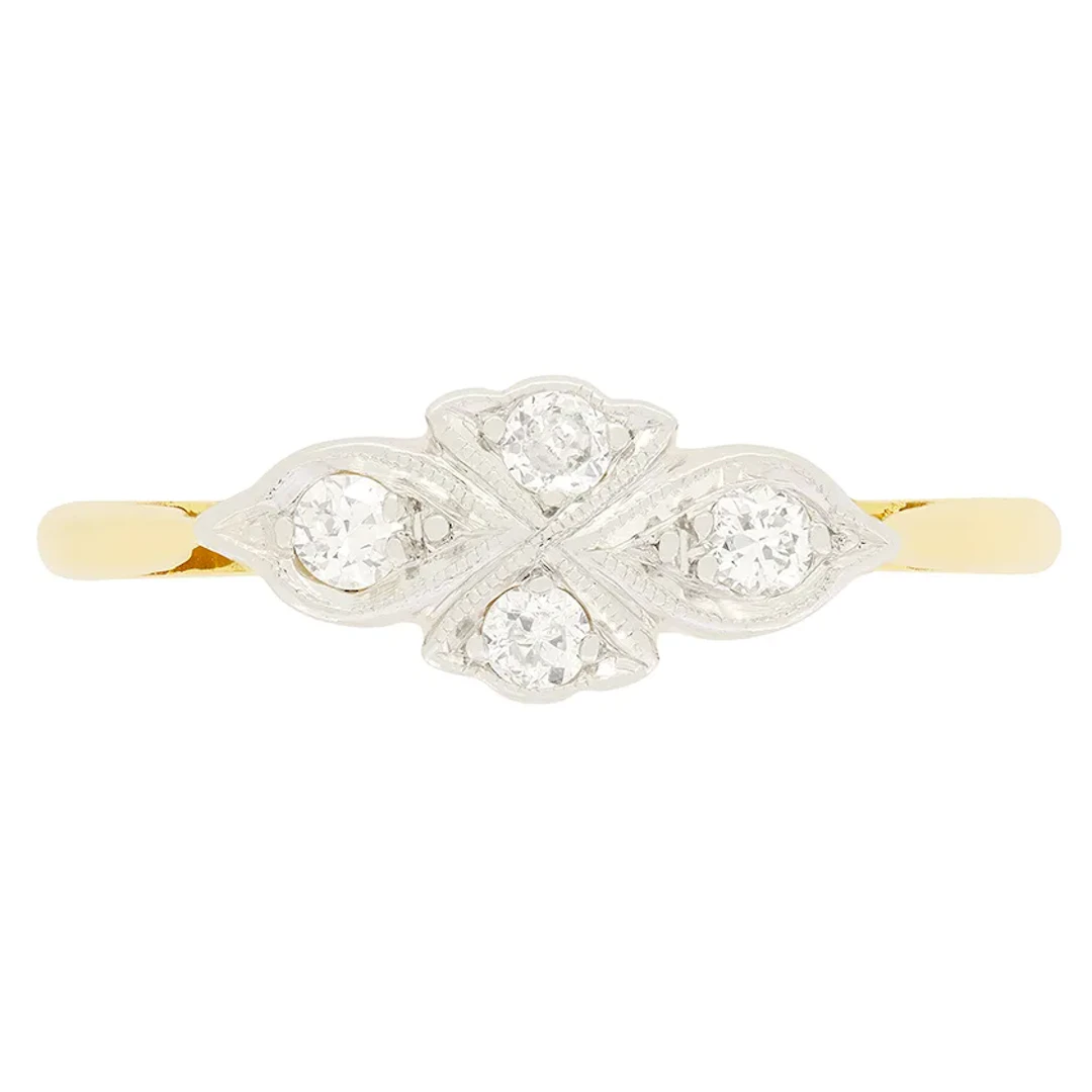 Art Deco 0.20ct Diamond Cluster Ring, c.1920s