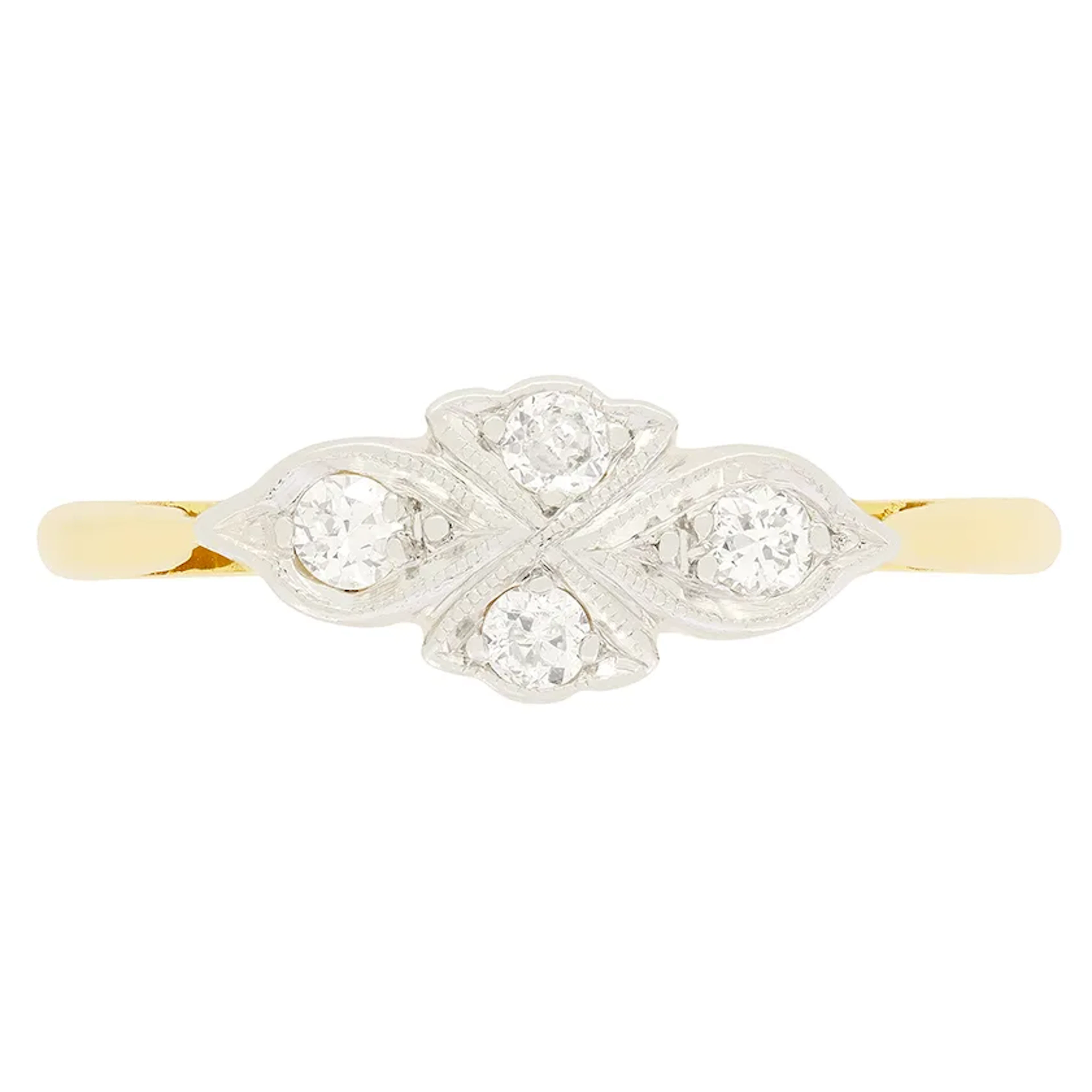 Art Deco 0.20ct Diamond Cluster Ring, c.1920s