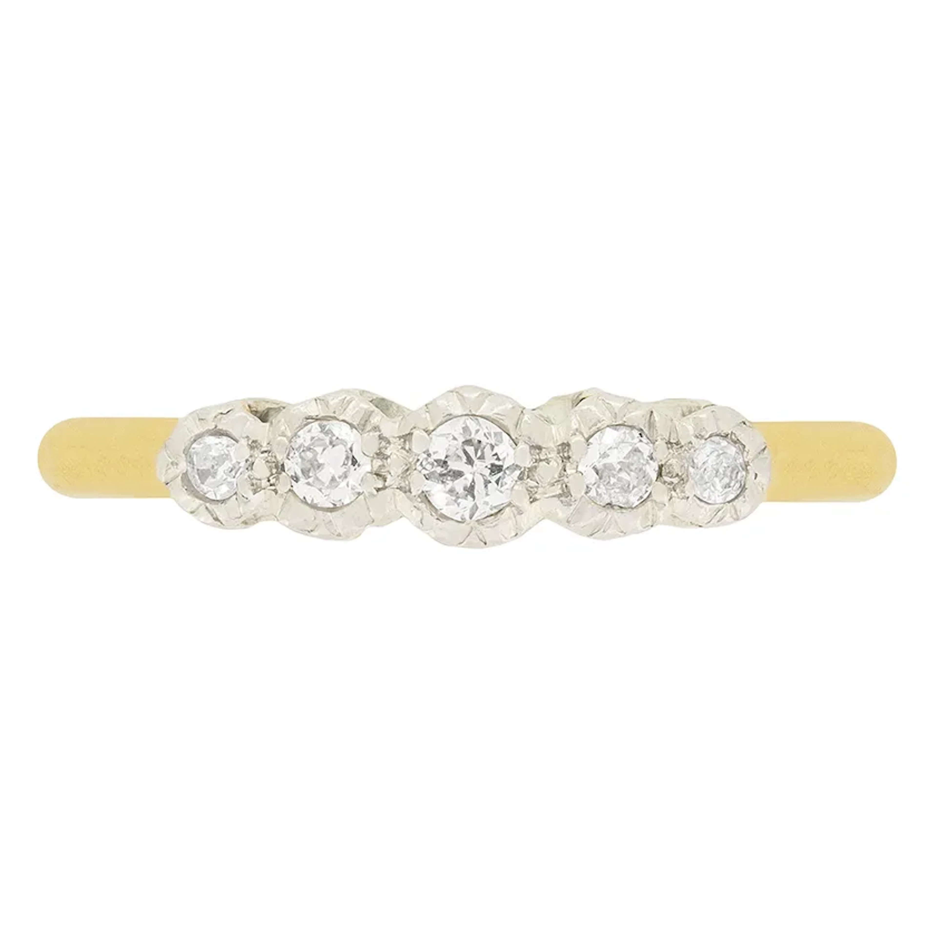 Vintage 0.23ct Diamond Five Stone Ring, c.1940s