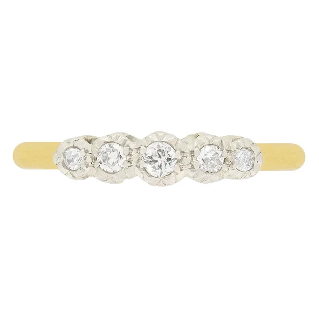 Vintage 0.23ct Diamond Five Stone Ring, c.1940s