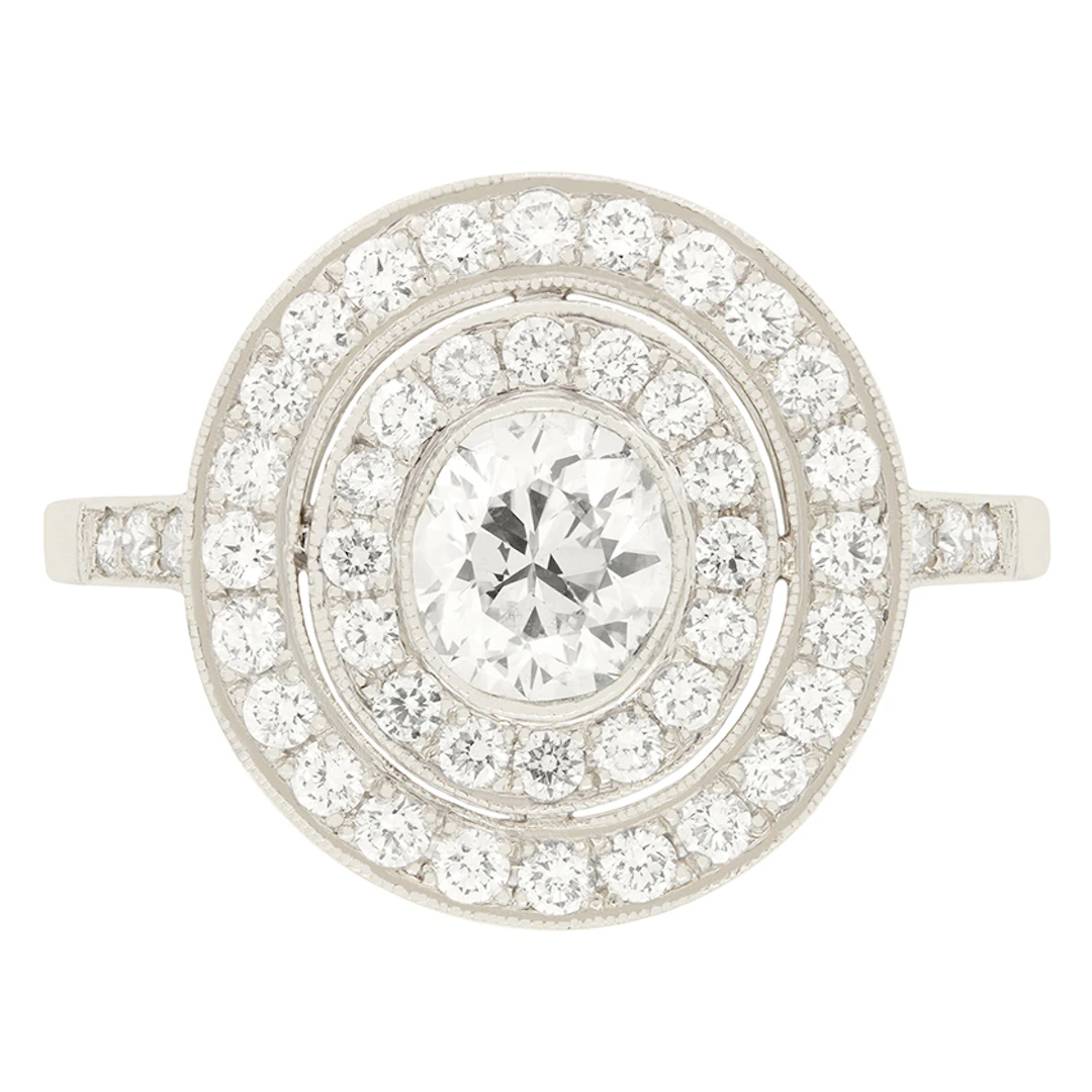 Vintage 1.29ct Diamond Double Halo Ring, c.1960s