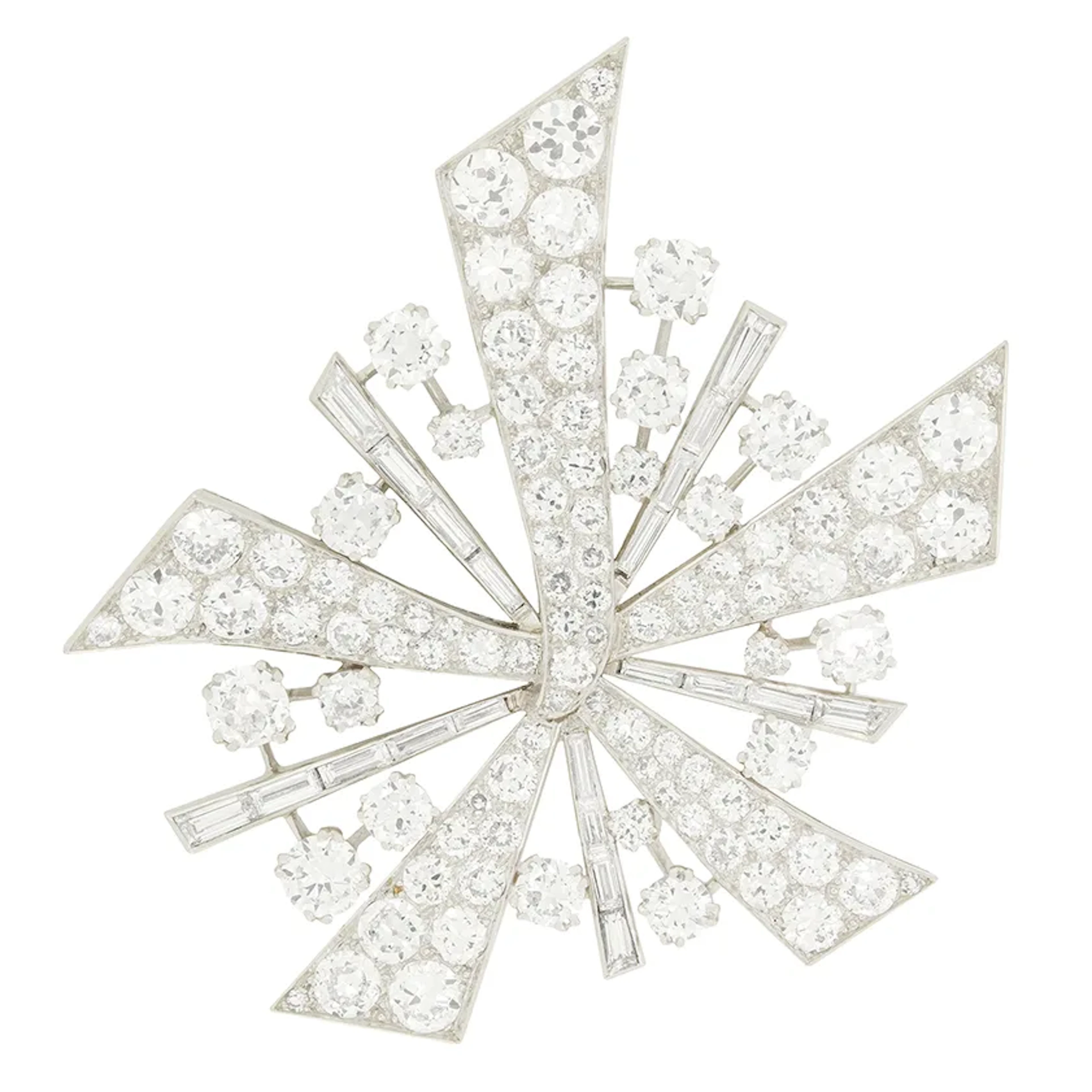 Late Deco 8.65ct Diamond Asprey Brooch, c.1940s