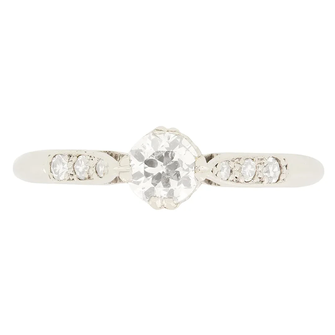 Art Deco 0.40ct Diamond Solitaire Ring, c.1920s