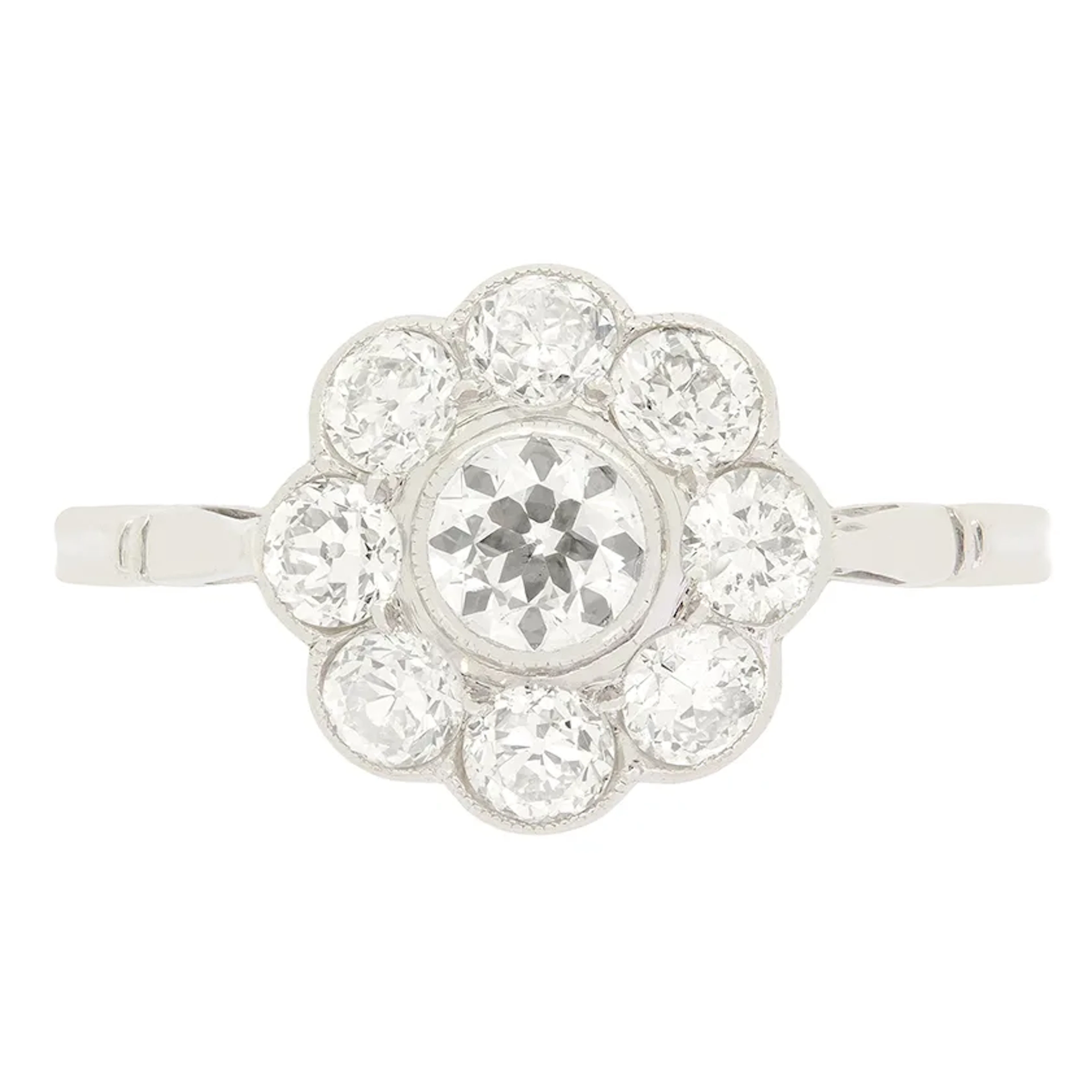 Art Deco 1.60ct Diamond Daisy Cluster Ring, c.1920s