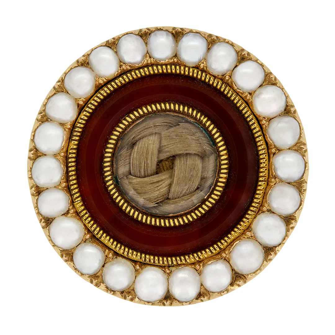 Victorian Pearl and Carnelian Mourning Ring, c.1880s