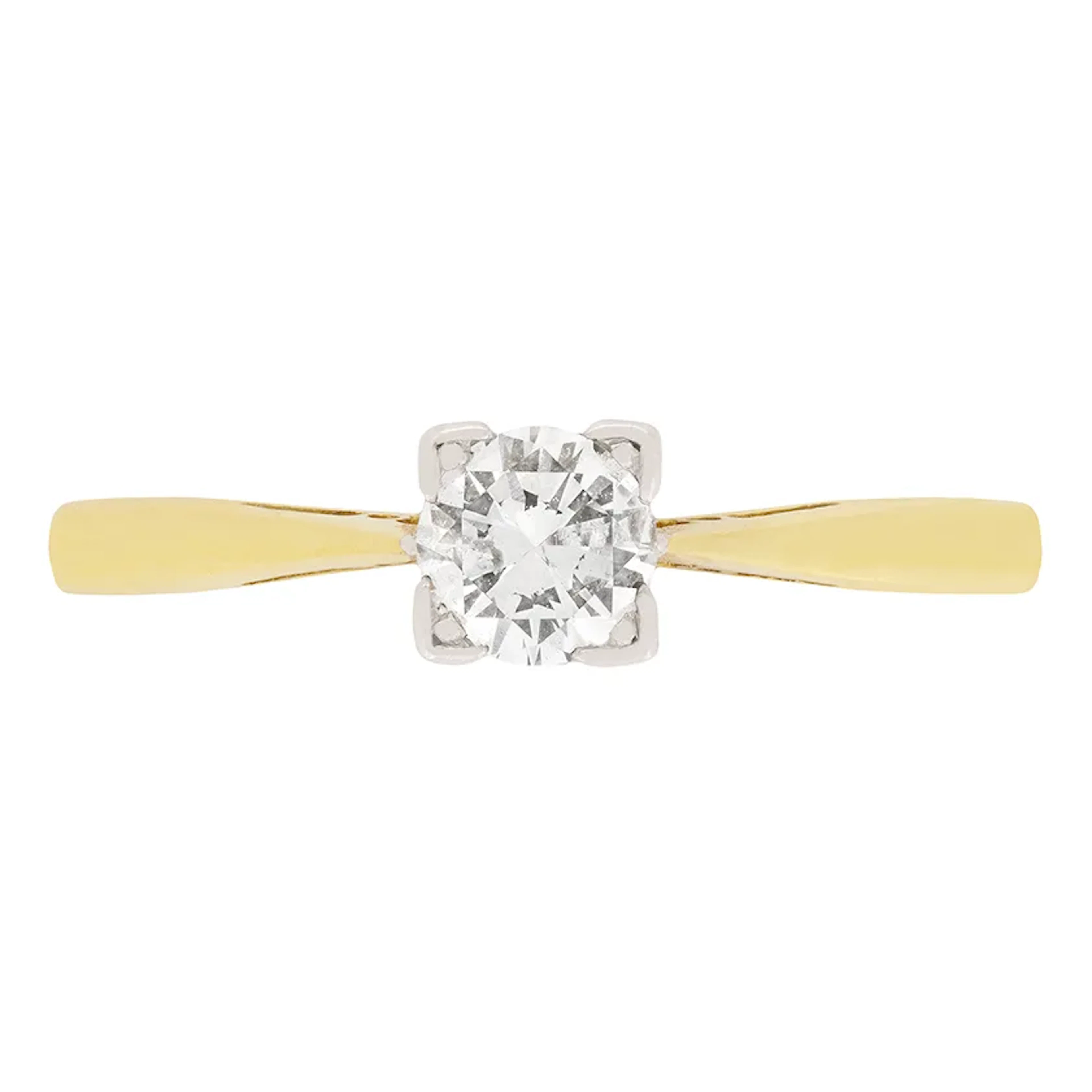 Vintage Diamond Solitaire Engagement Ring, c.1940s