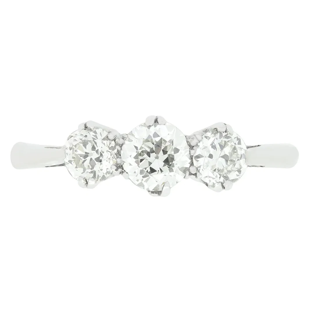 Art Deco 1.00ct Diamond Trilogy Ring, c.1920s