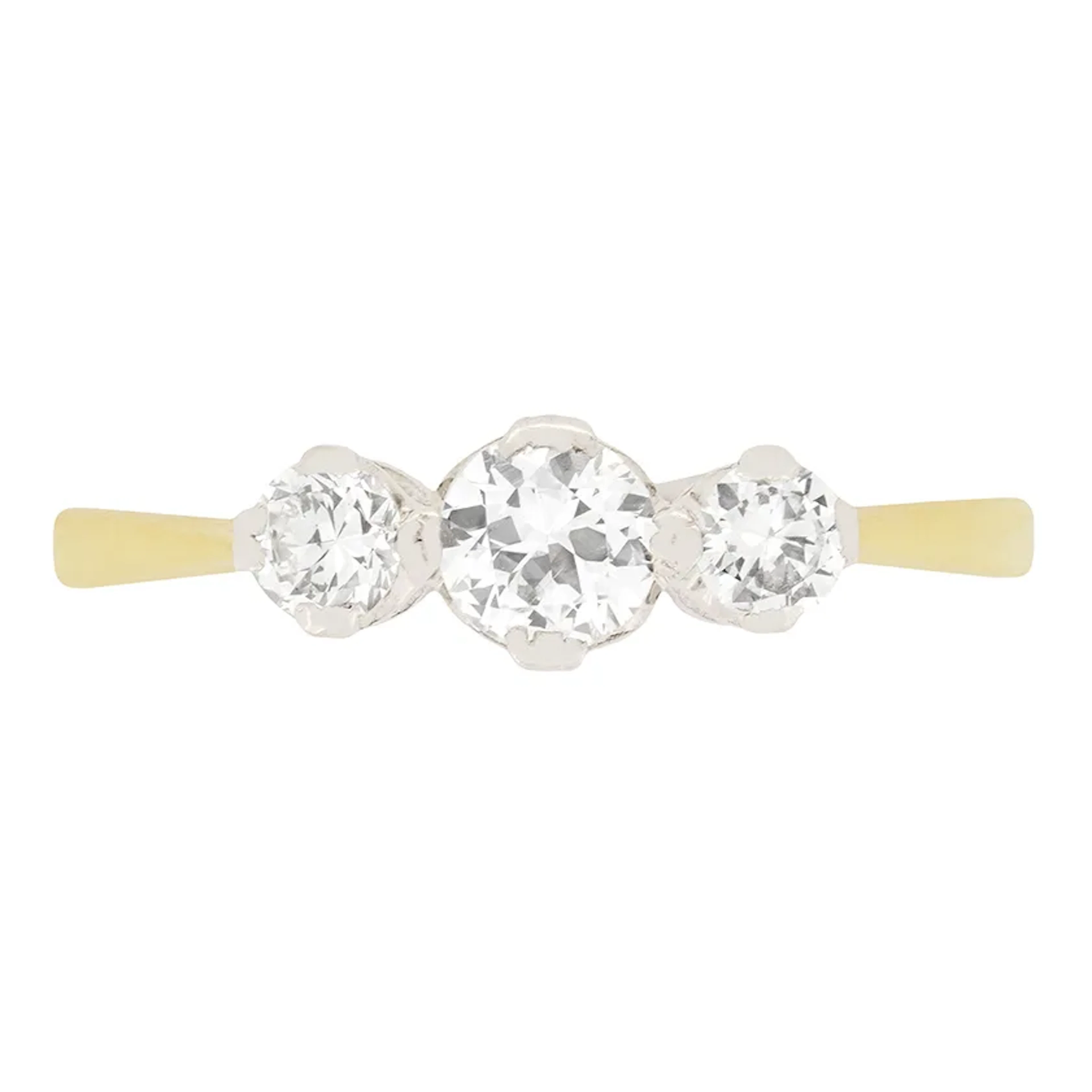 Edwardian 0.65ct Diamond Three Stone Ring, c.1910s