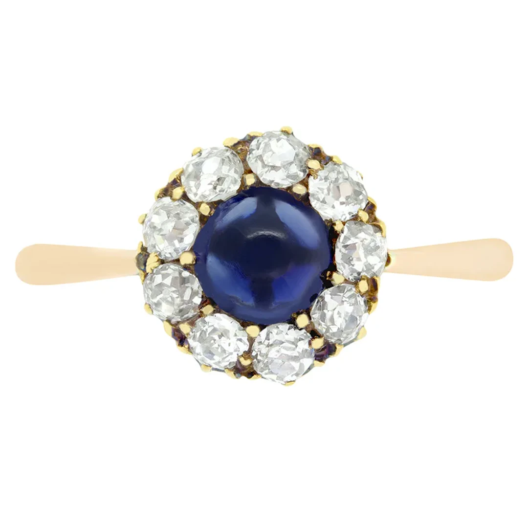 Victorian 0.50ct Sapphire and Diamond Cluster Ring, c.1880s