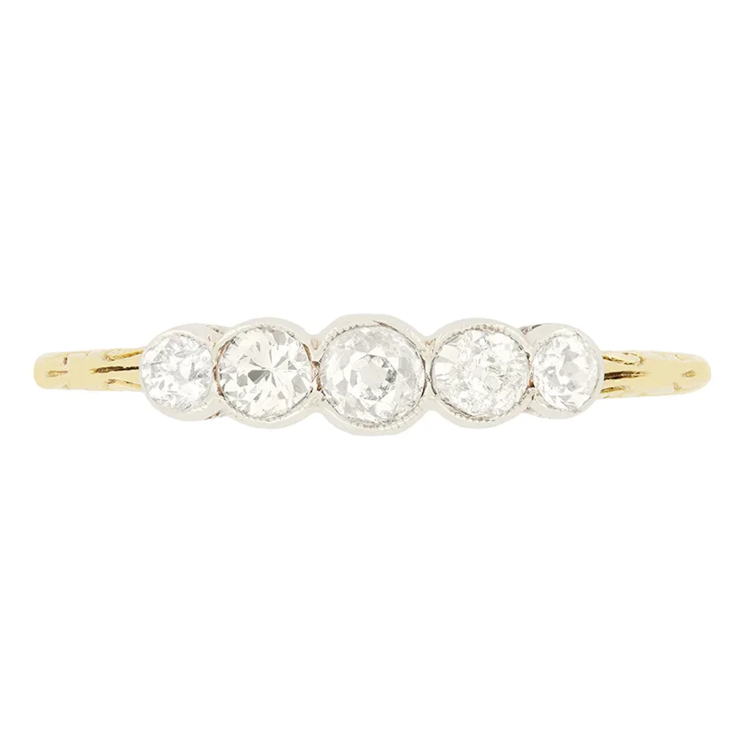 Victorian 0.70ct Diamond Five Stone Ring, c.1900s
