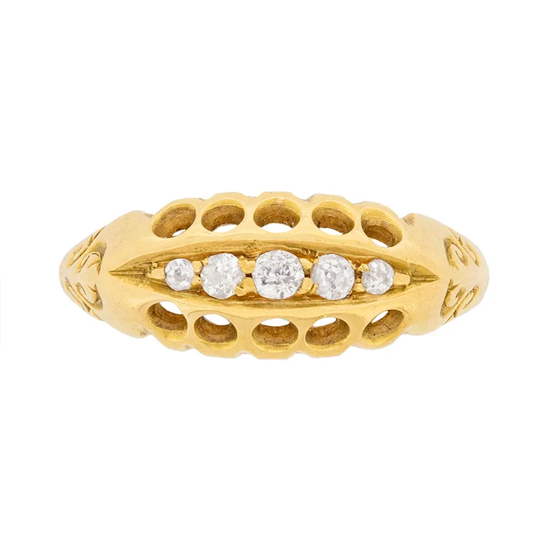 Victorian Old Cut Diamond Five Stone Ring, c.1900s