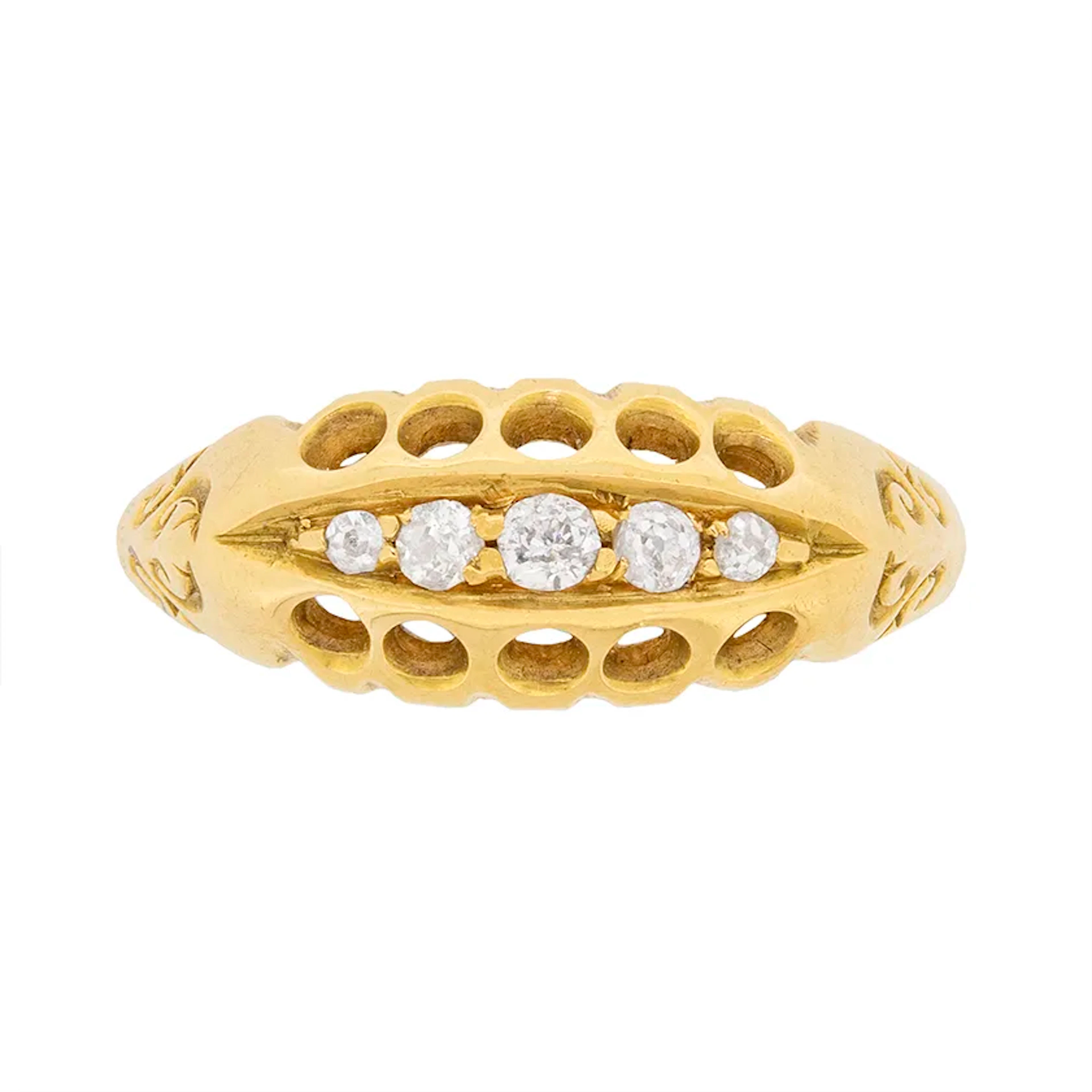 Victorian Old Cut Diamond Five Stone Ring, c.1900s