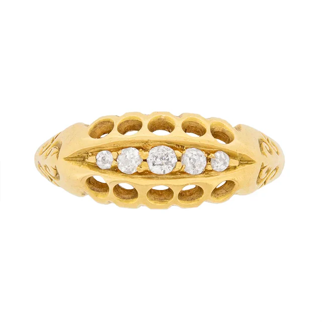 Victorian Old Cut Diamond Five Stone Ring, c.1900s