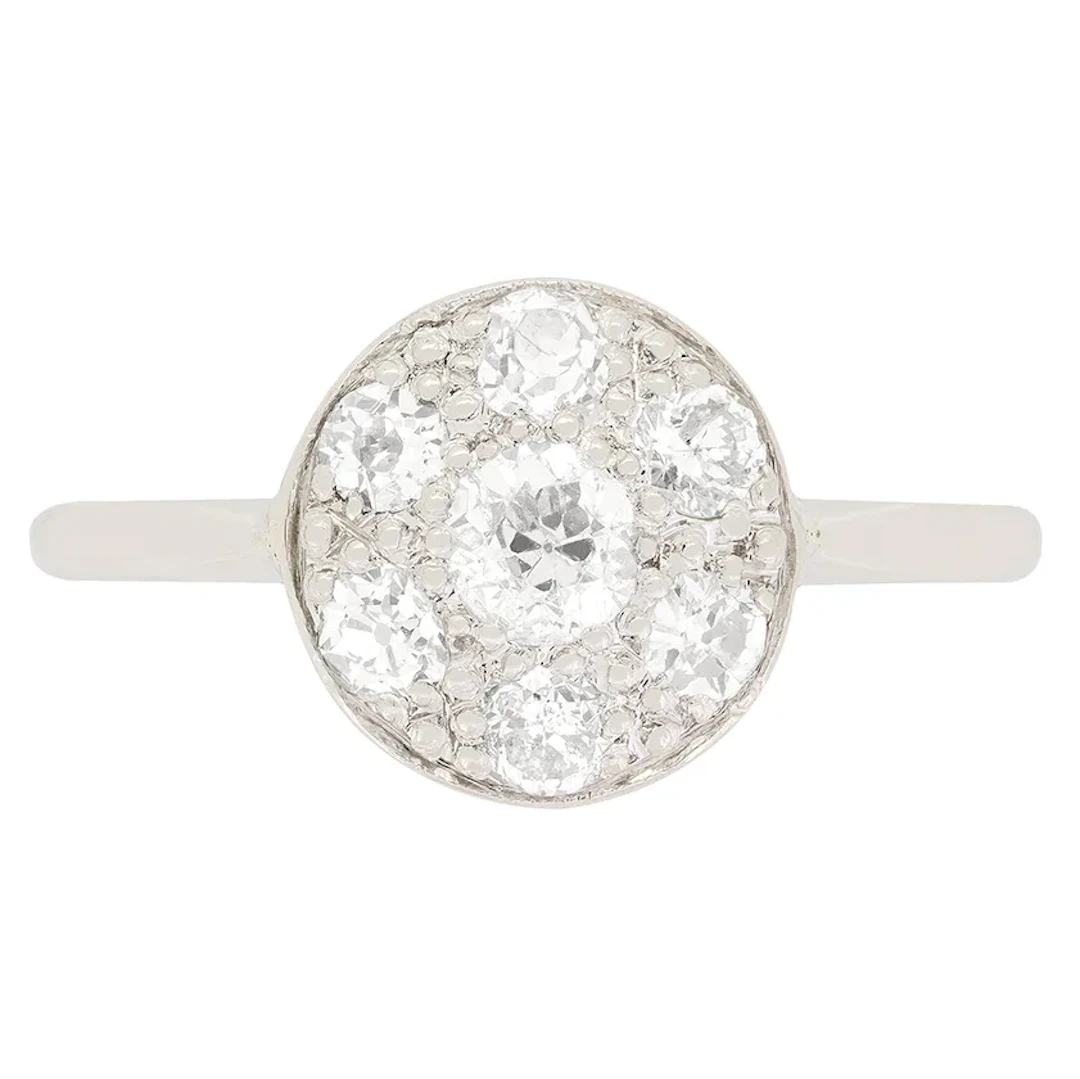Art Deco 0.85ct Diamond Cluster Ring, c.1920s