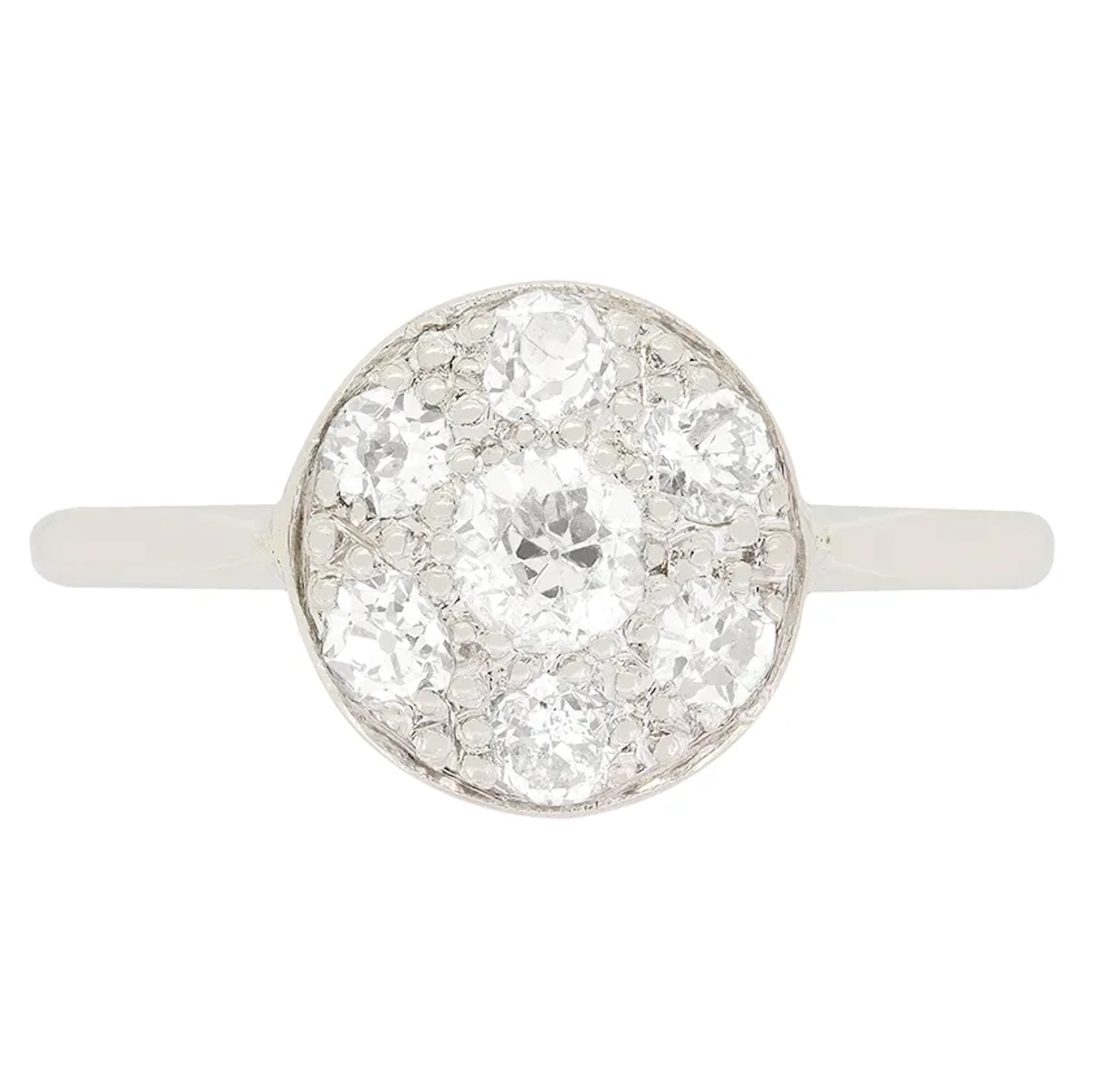 Art Deco 0.85ct Diamond Cluster Ring, c.1920s