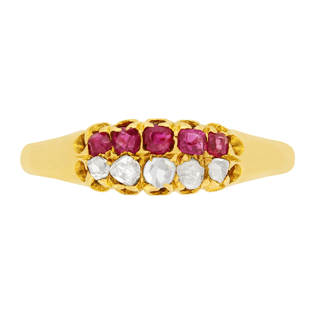Victorian 0.16ct Ruby and Diamond Ring, c.1876