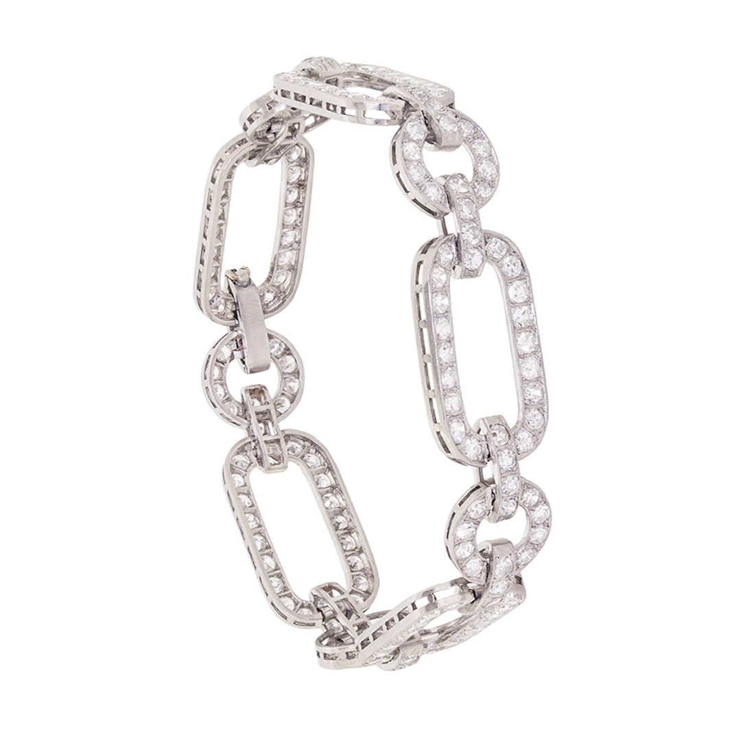 Art Deco 8.50ct Diamond Link Bracelet, c.1920s