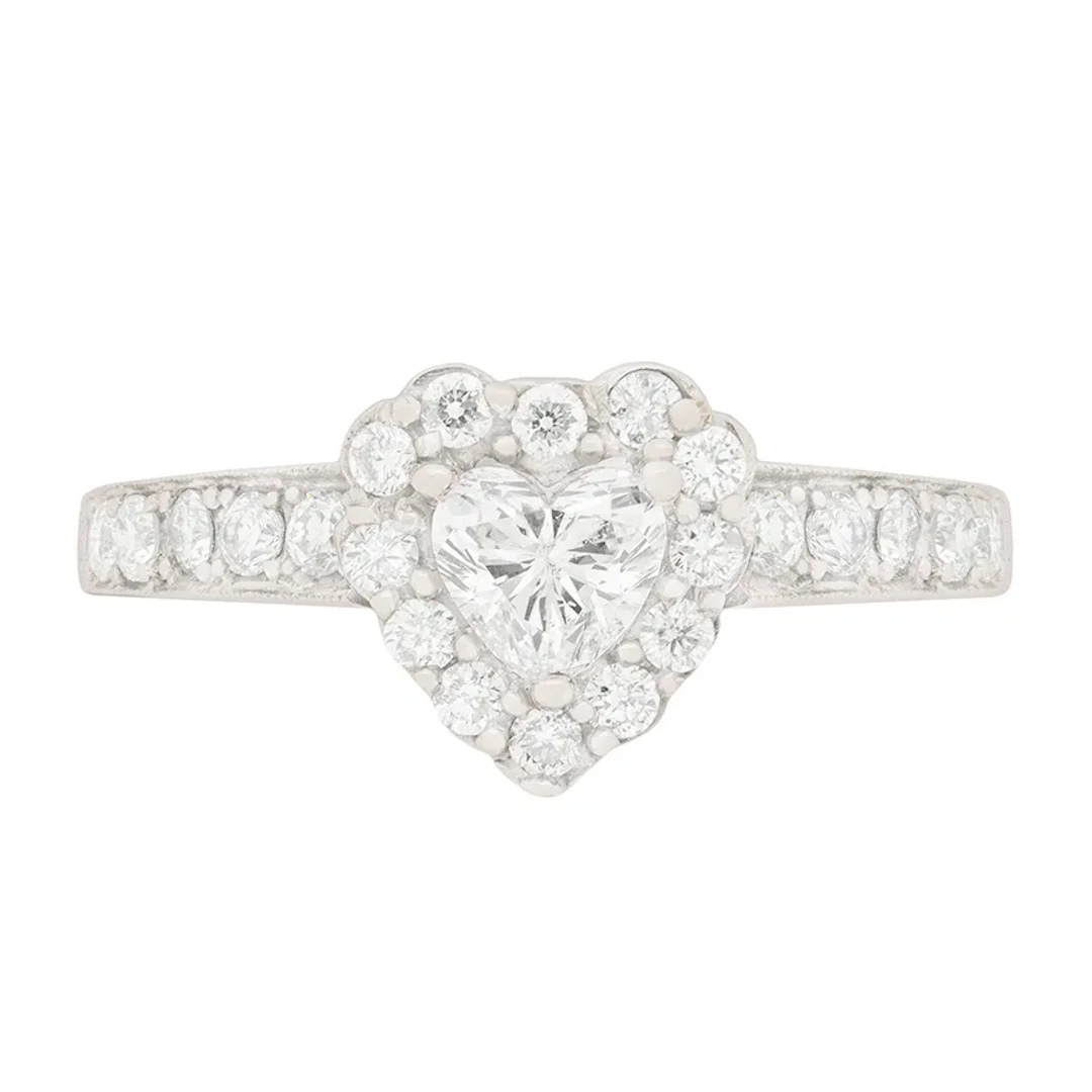 Contemporary 0.40ct Heart-Shaped Diamond Halo Engagement Ring
