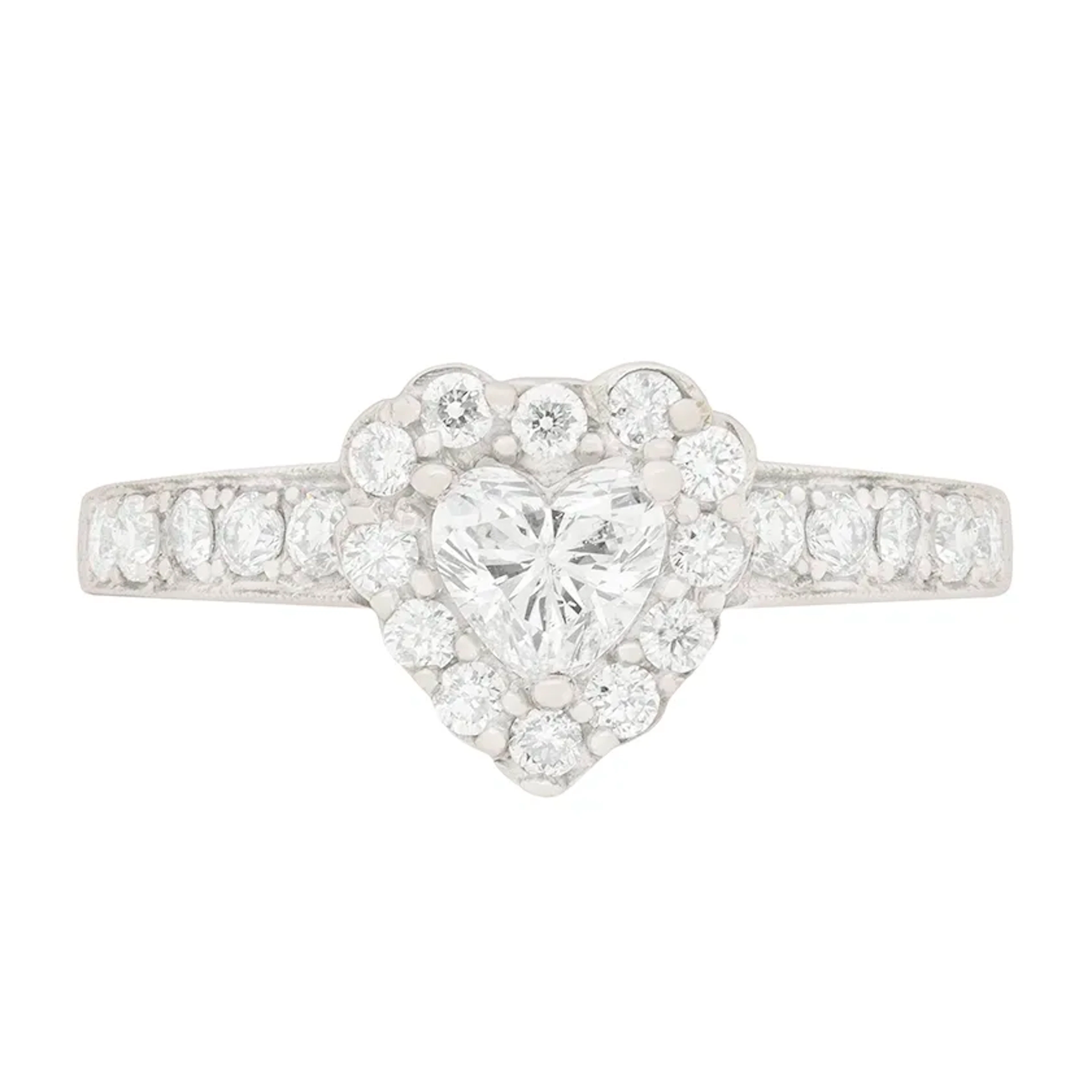 Contemporary 0.40ct Heart-Shaped Diamond Halo Engagement Ring