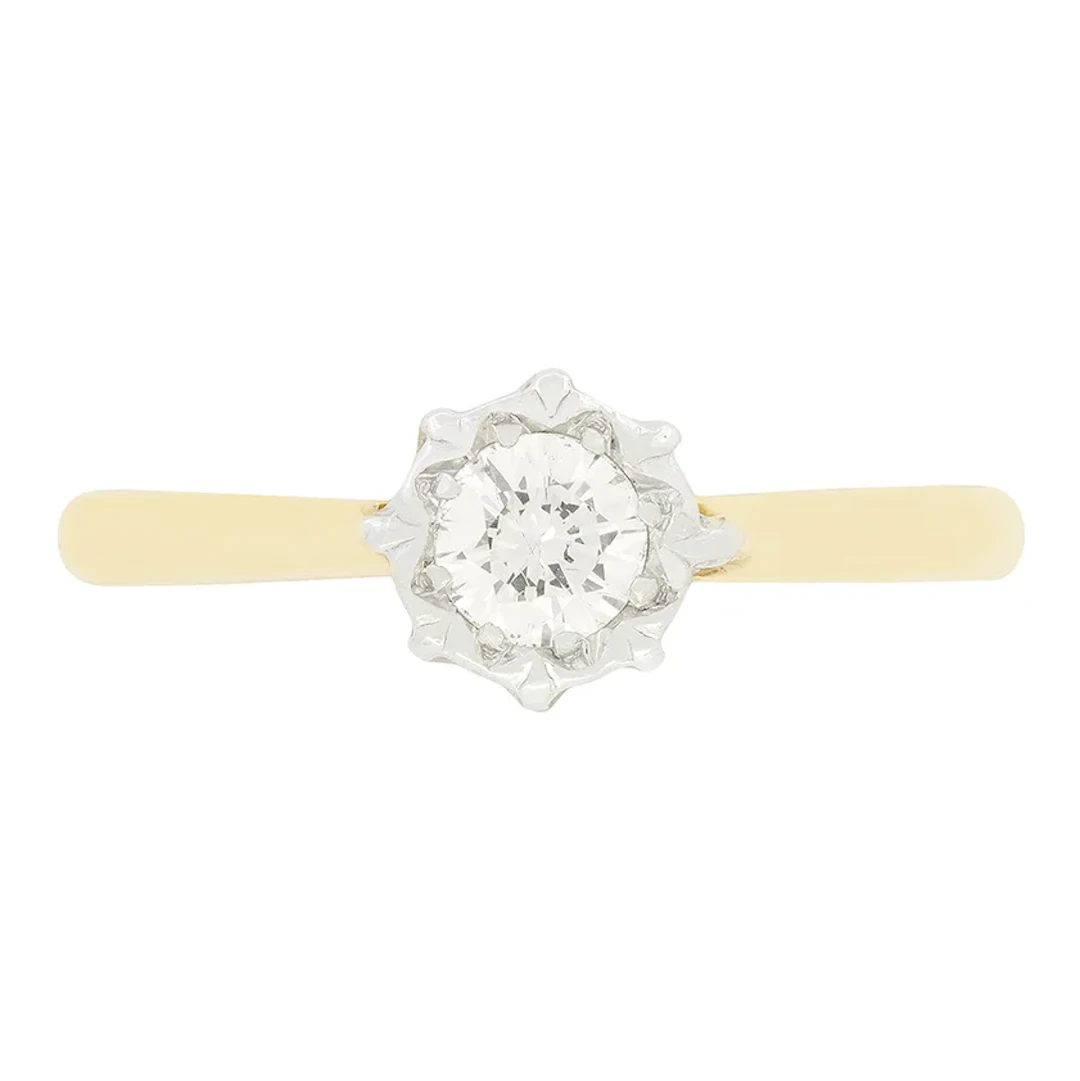 Vintage 0.30ct Diamond Solitaire Ring, hallmarked 1967