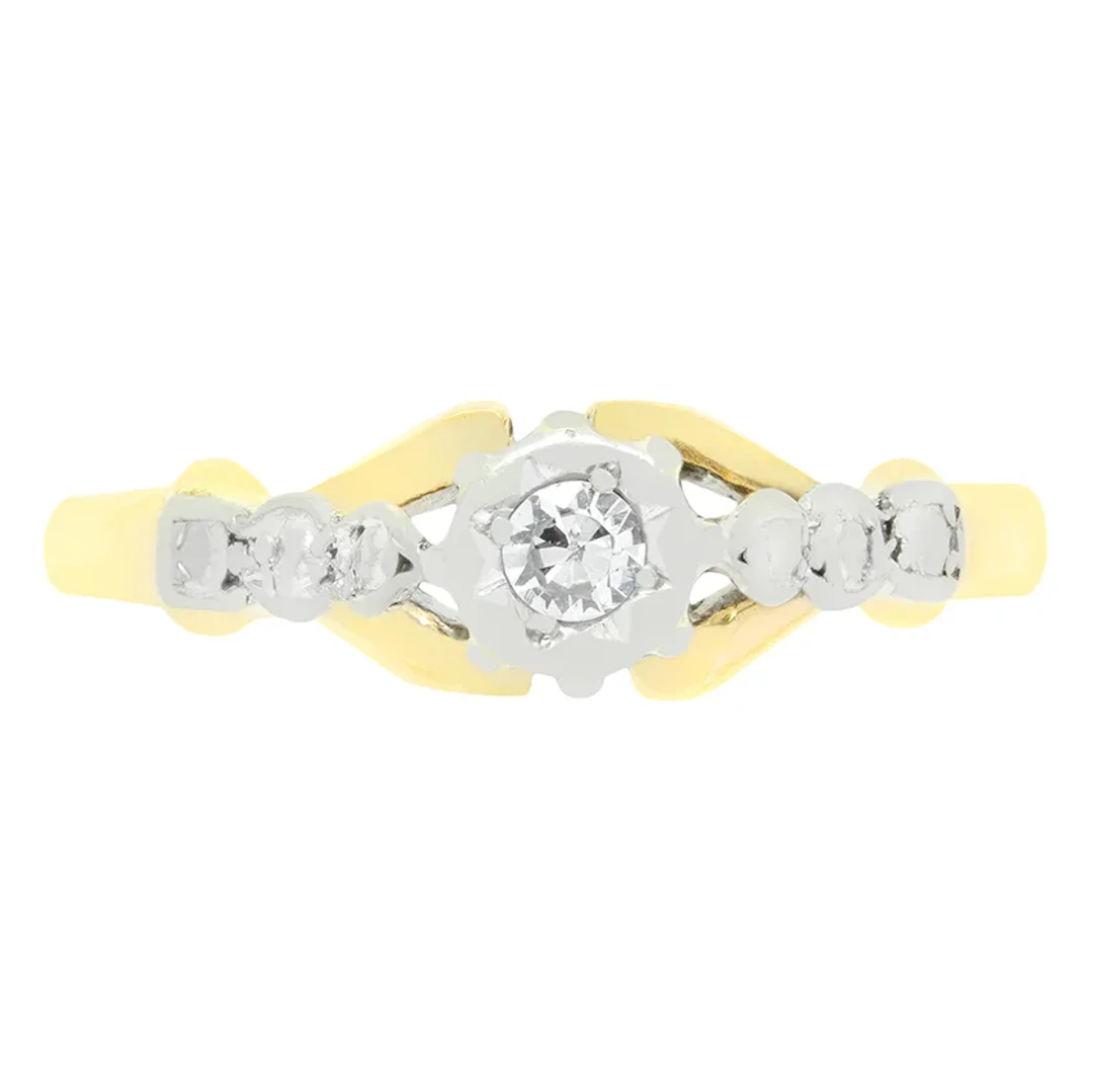 Vintage 0.10ct Diamond Solitaire Ring, c.1963