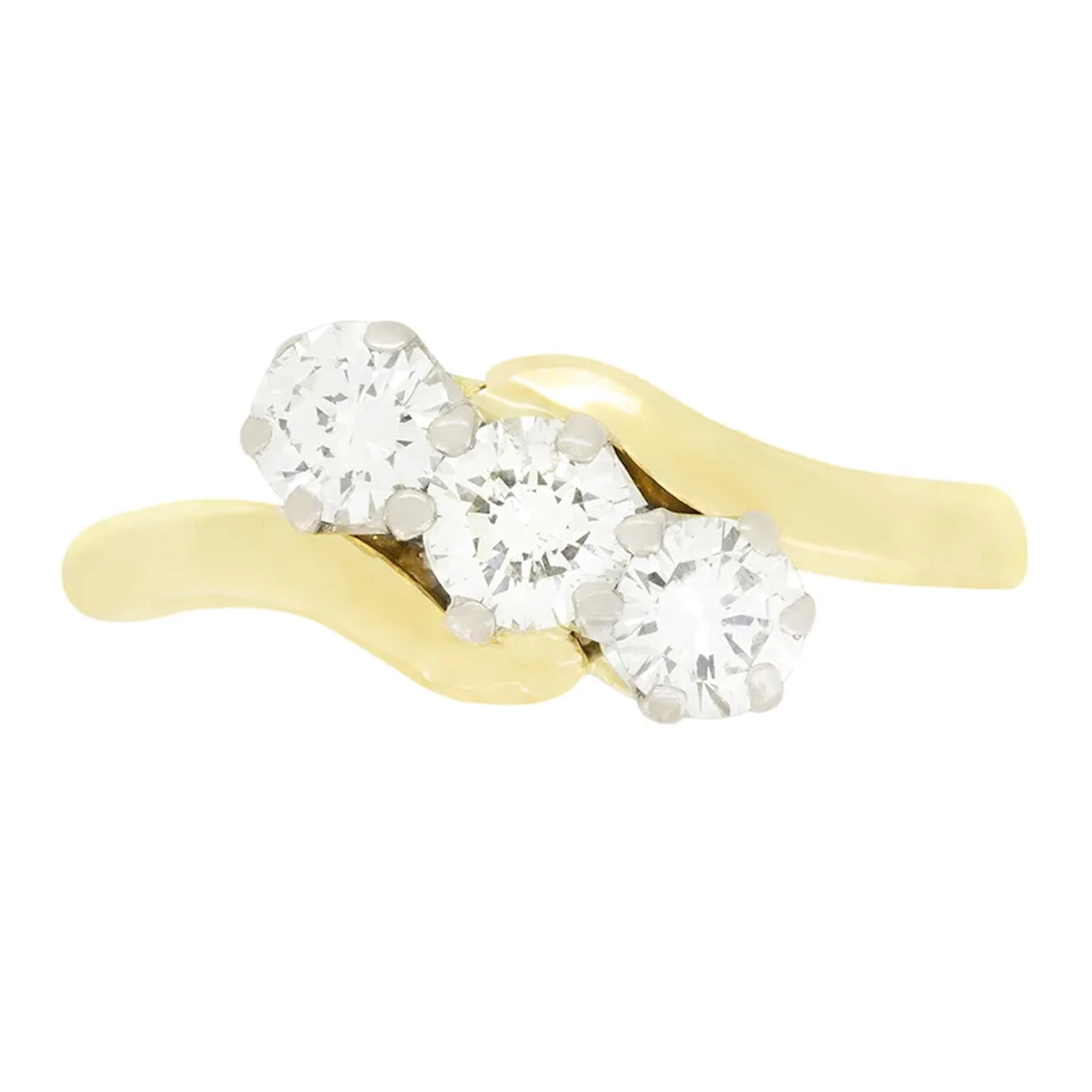 Vintage 0.90ct Diamond Three Stone Twist Ring, c.1980s