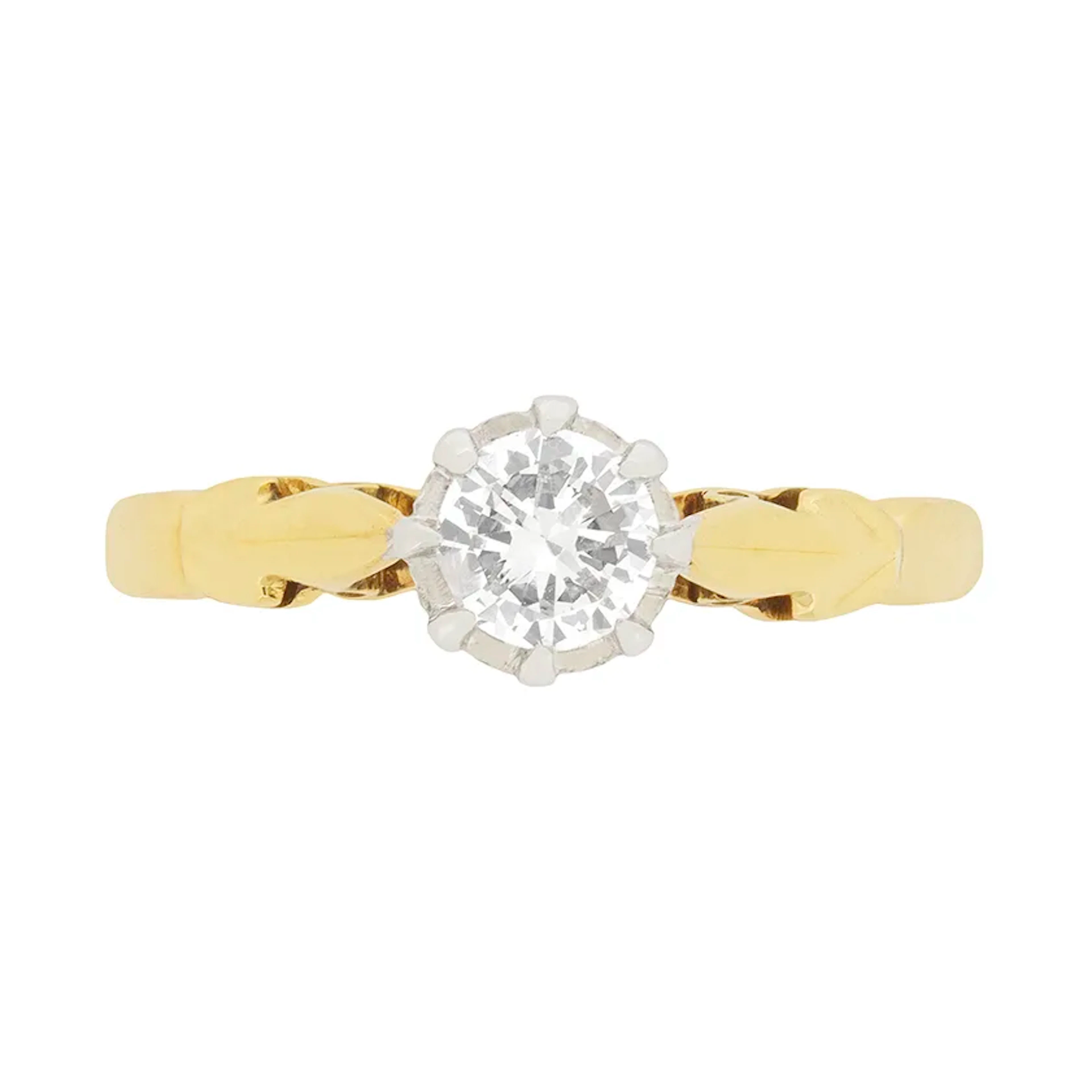 Late Art Deco 0.55ct Transitional Cut Diamond Ring, c.1930s