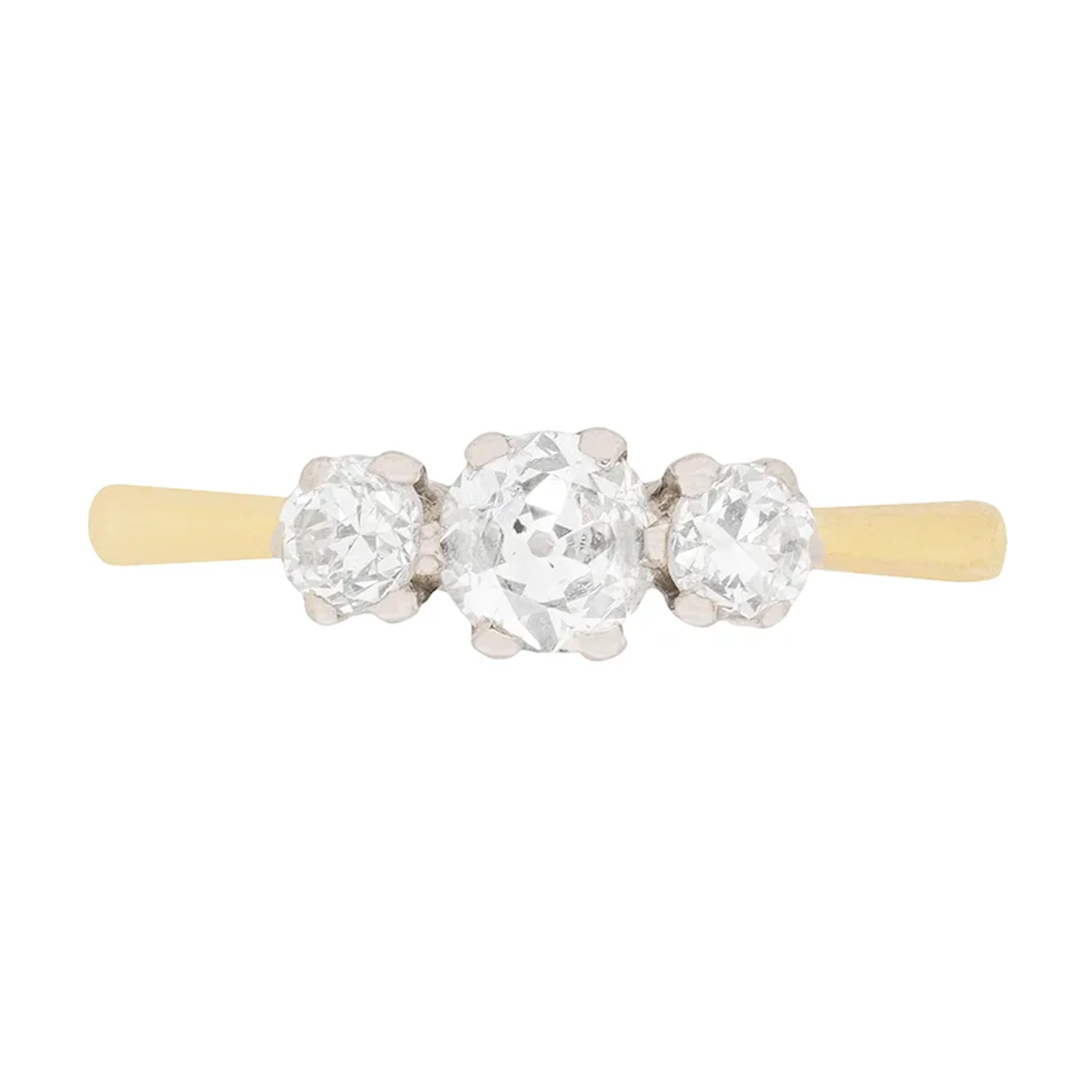 Art Deco Diamond Three Stone Engagement Ring, c.1930s